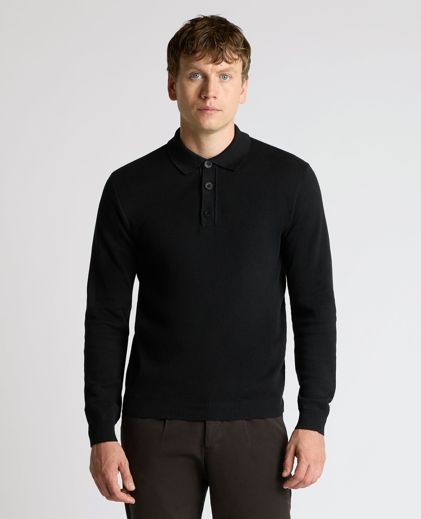 Long Sleeve Cotton Knit Polo