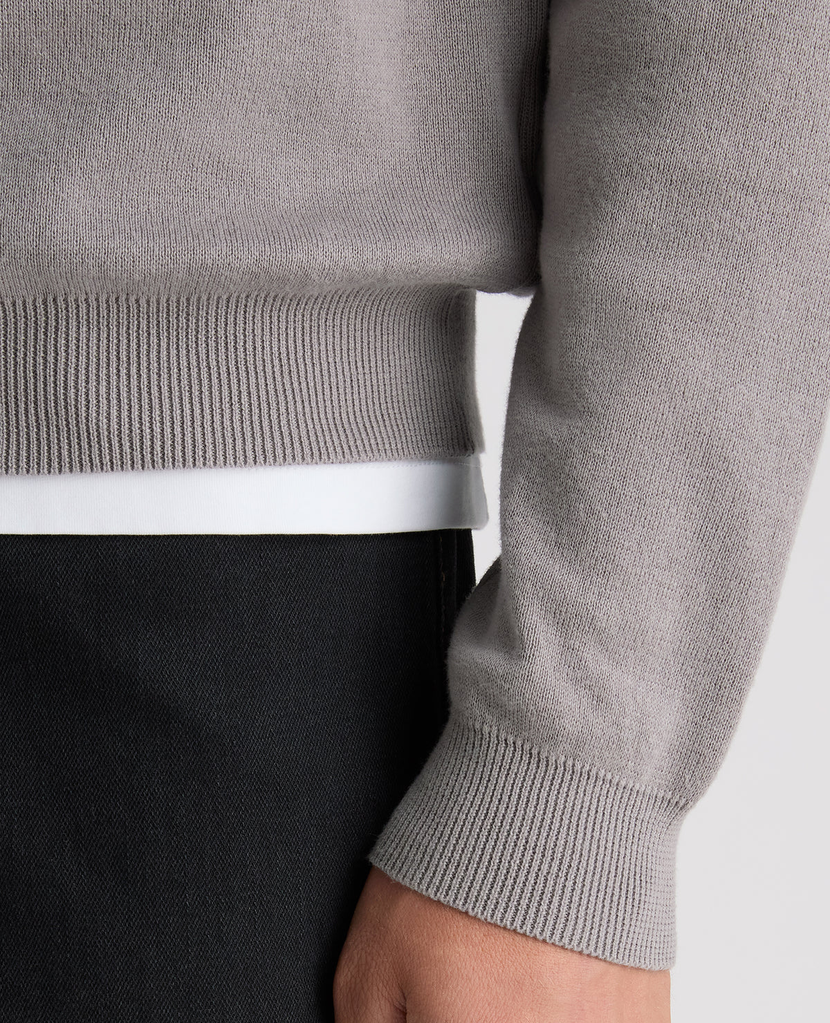 Grey Button Up Cotton Knit Polo