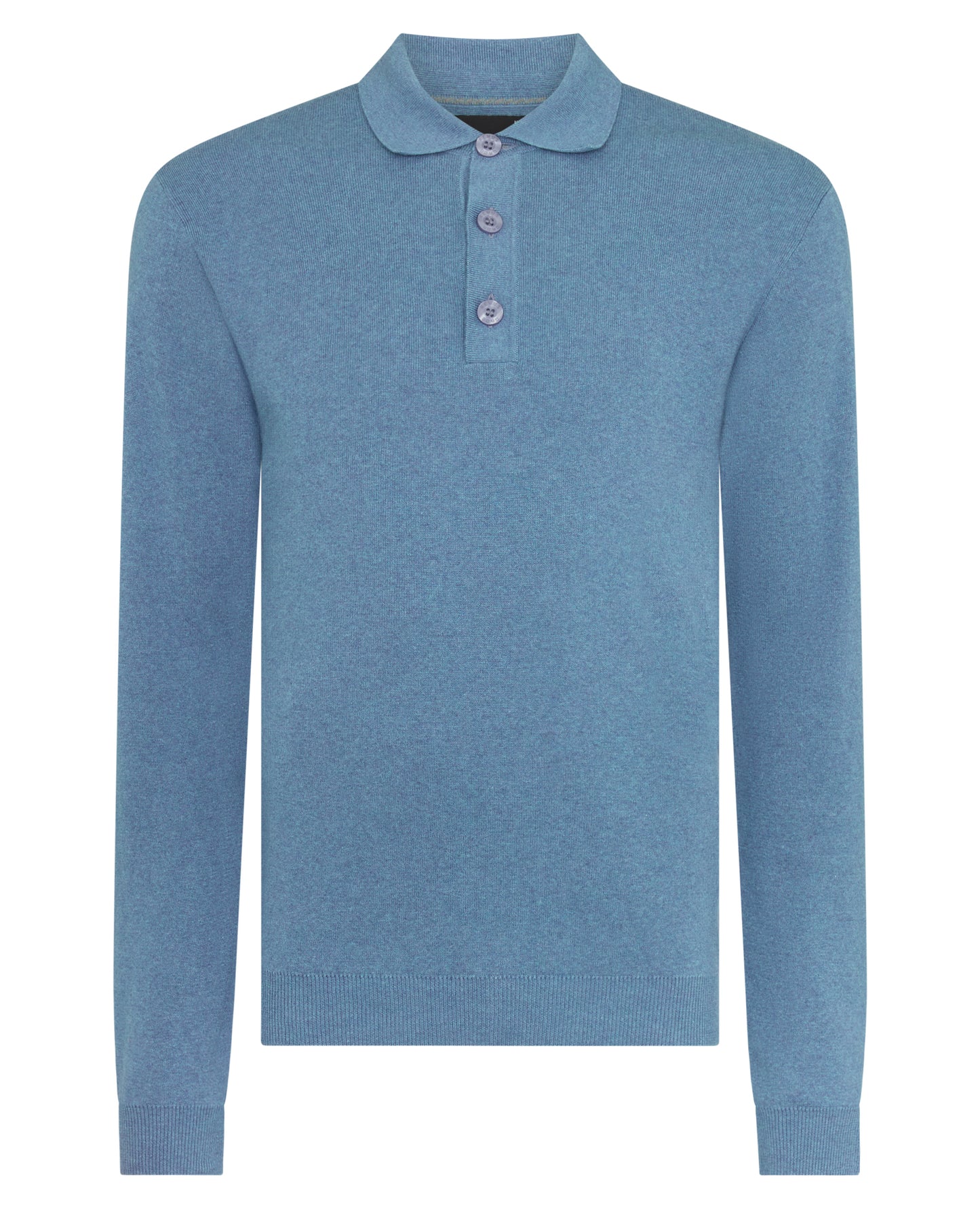 Man wearing a blue Relaxed Fit Cotton Knitted Polo