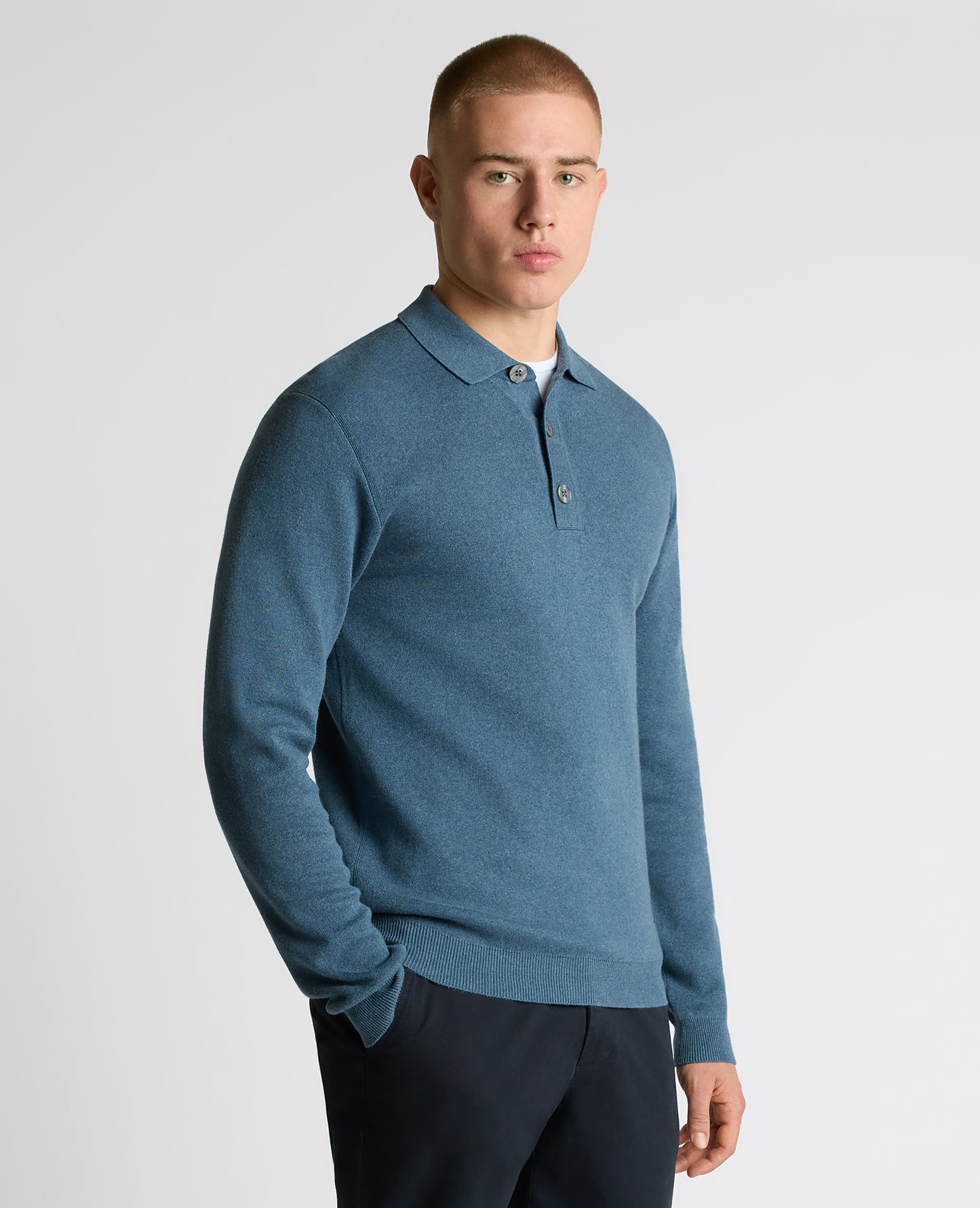 Long Sleeve Cotton Knit Polo