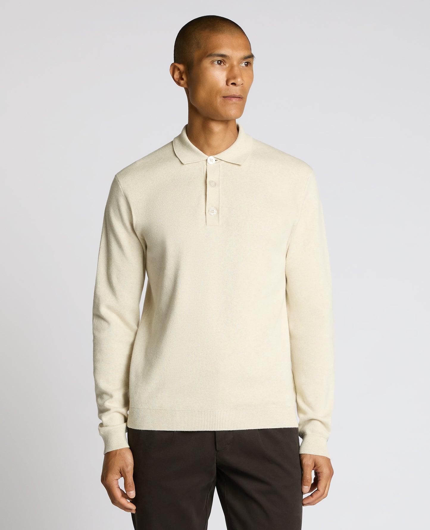 Long Sleeve Cotton Knit Polo