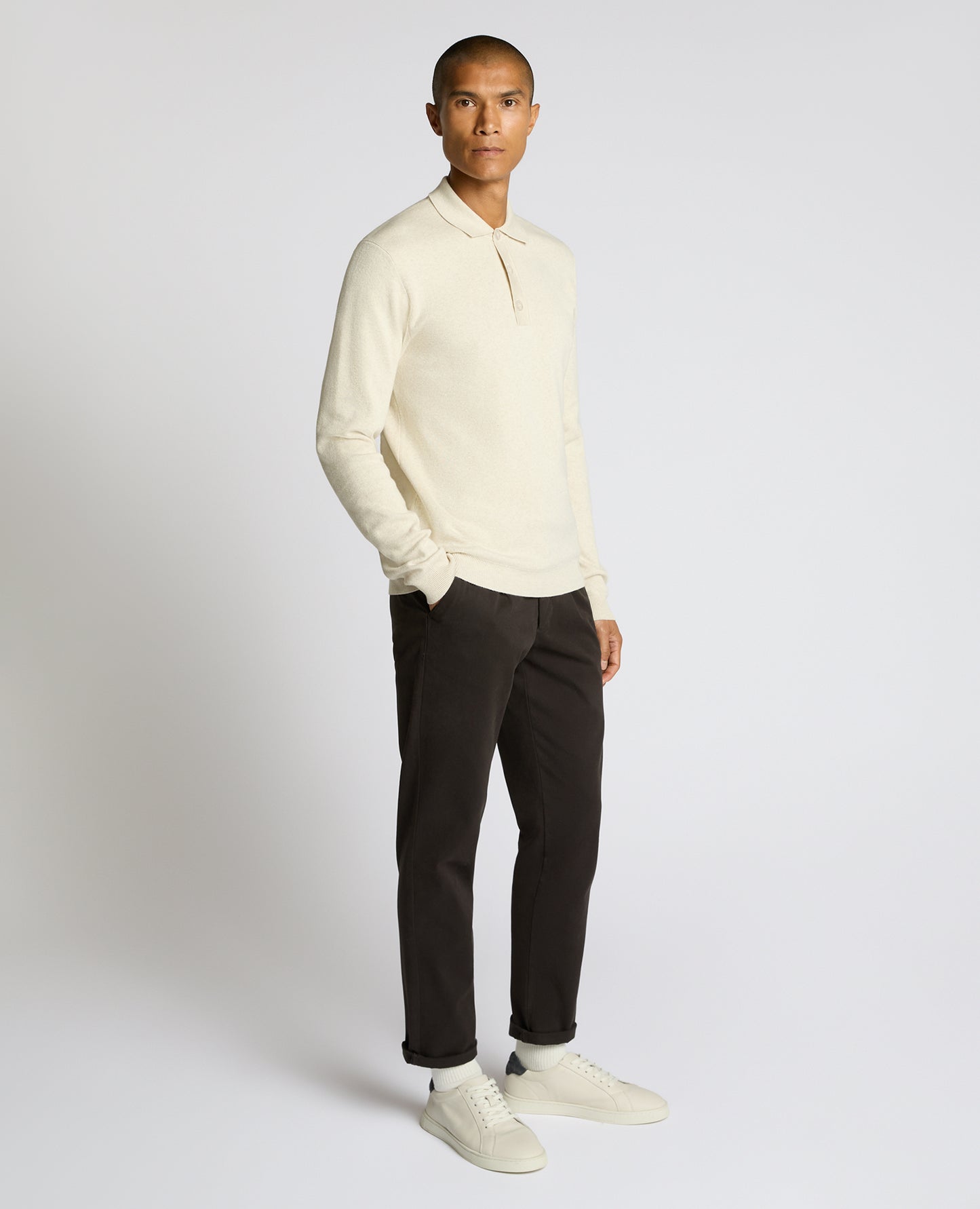 Long Sleeve Cotton Knit Polo