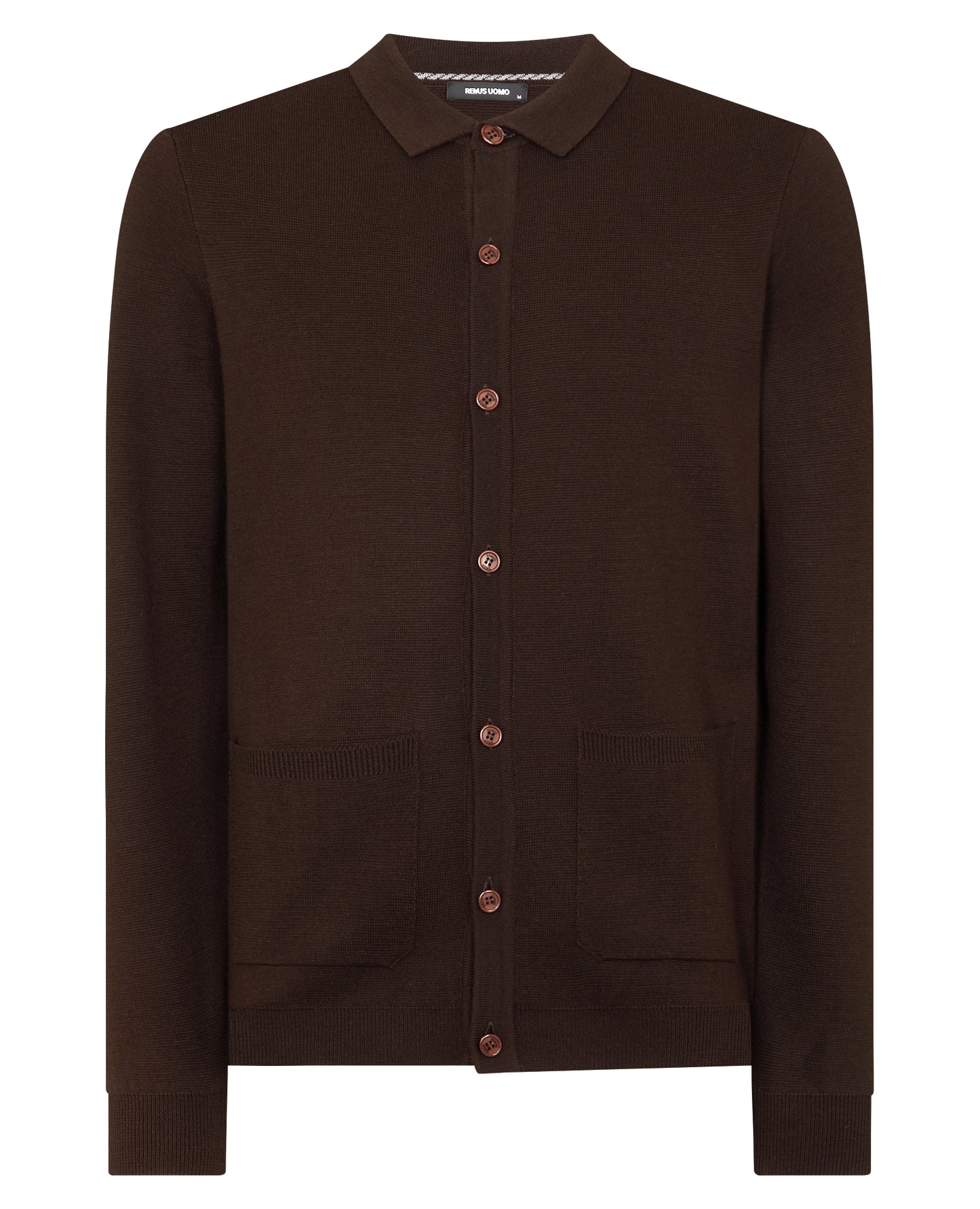 Man wearing a brown Tapered Fit Fit Long Sleeve Cardigan