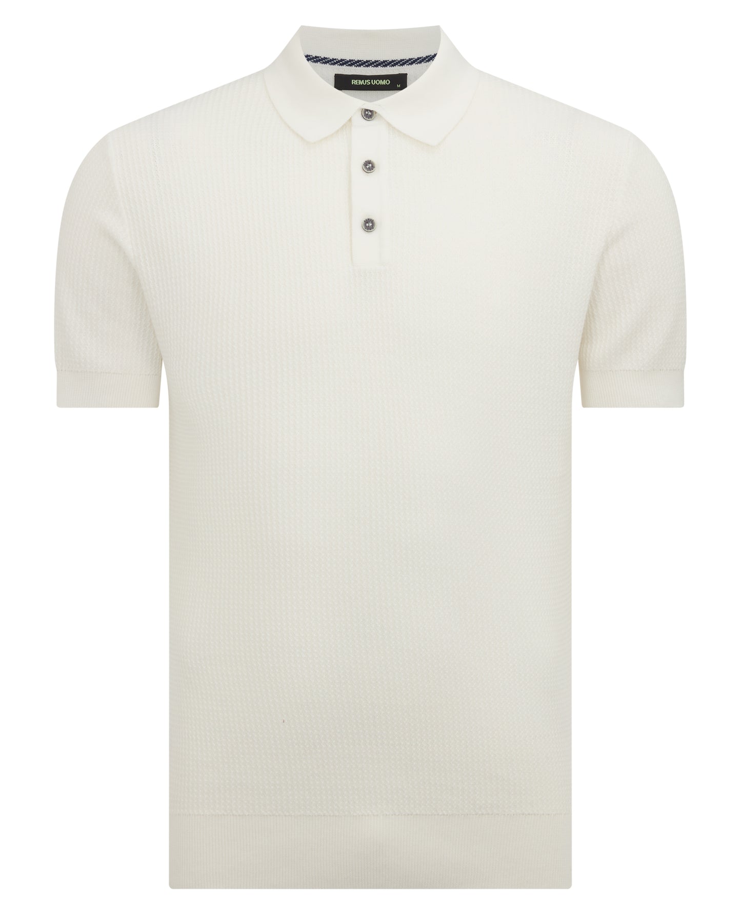 Man wearing a white Slim Fit Cotton Interest Fabric Polo Shirt