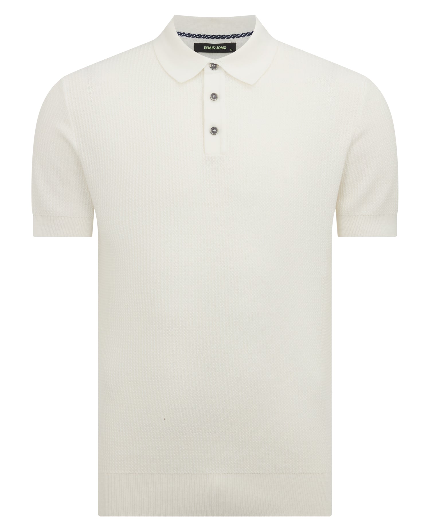 Man wearing a white Slim Fit Cotton Interest Fabric Polo Shirt