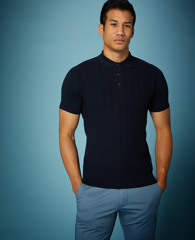 Slim Fit Knitted Cotton Polo Shirt