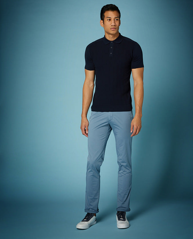 Slim Fit Knitted Cotton Polo Shirt
