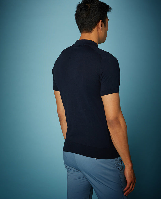Slim Fit Knitted Cotton Polo Shirt