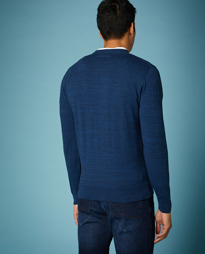 Slim Fit Knitted Cotton Crew Neck Sweater