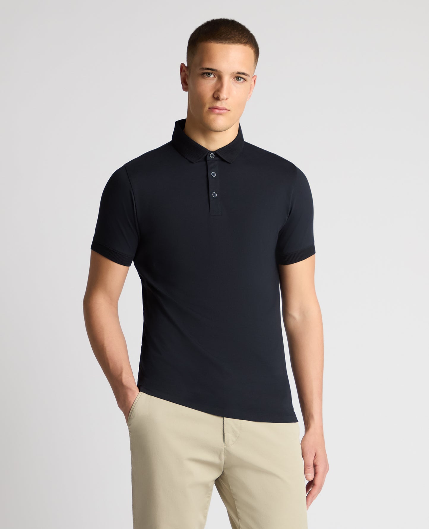 Tapered Fit Cotton-Stretch Polo Shirt