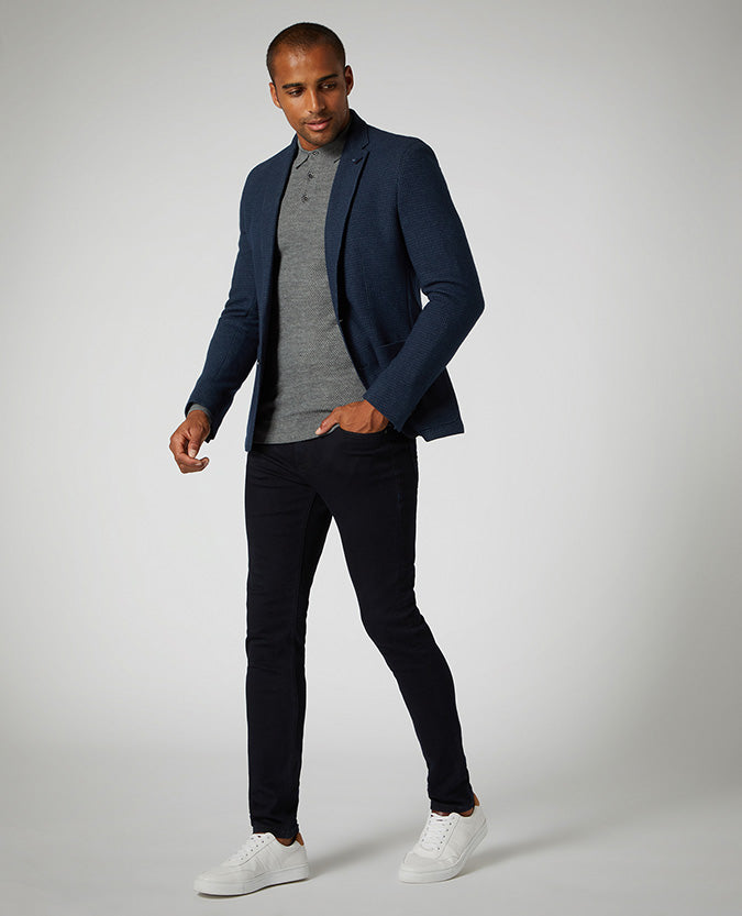 Slim Fit Merino Wool-Blend Long Sleeve Polo Shirt