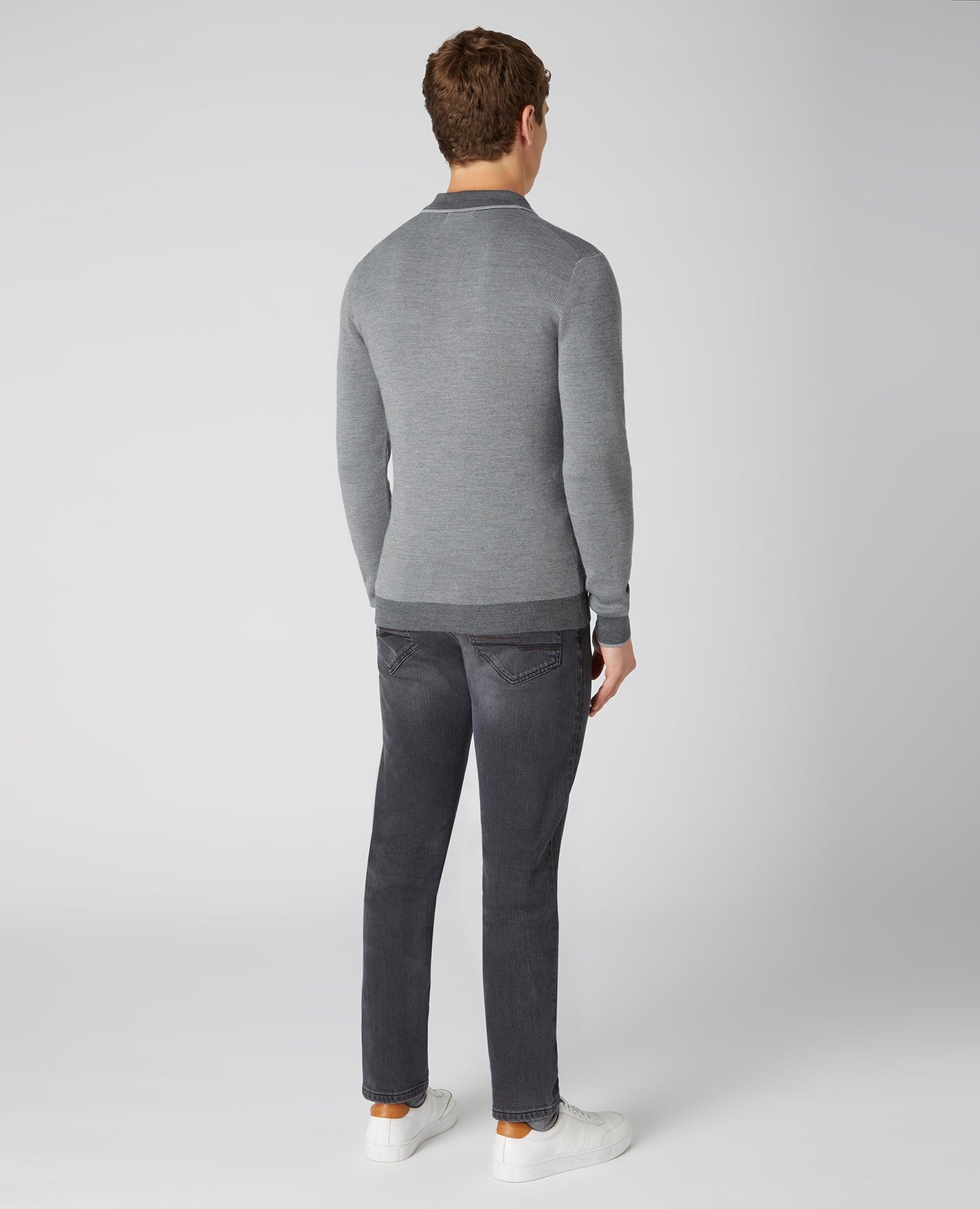 Slim Fit Merino Wool-Blend Long Sleeve knitted Polo