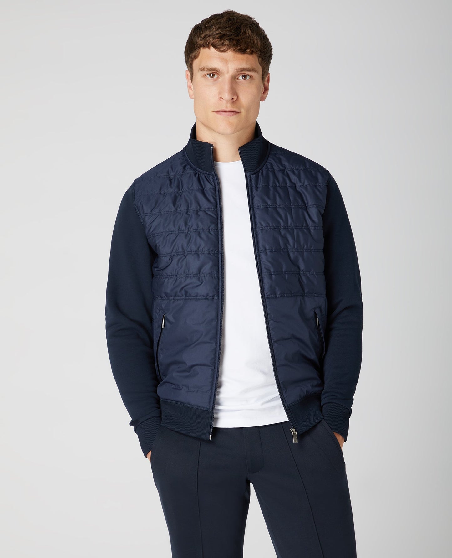 Tapered Fit Quilted Full Zip Sweatshirt