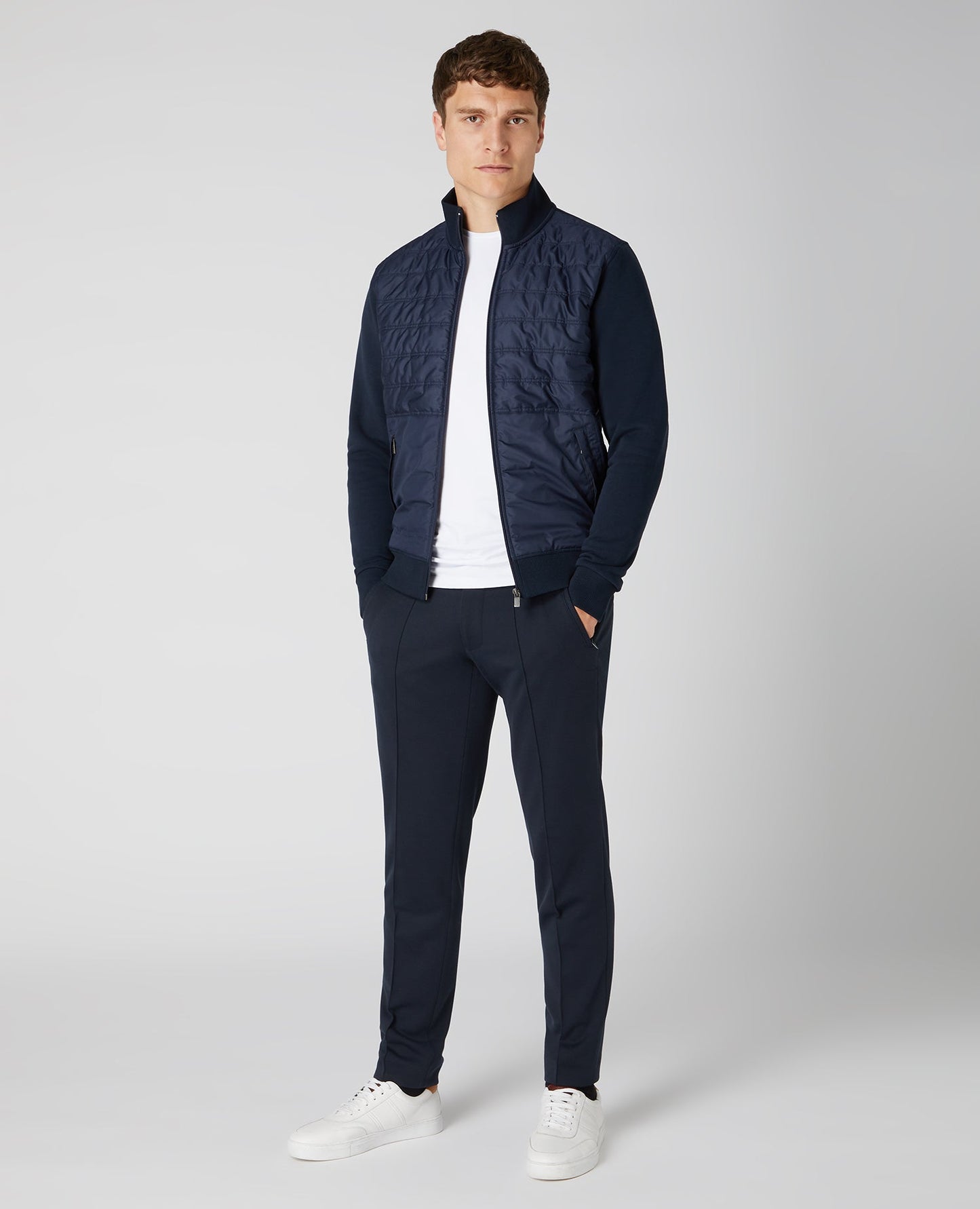 Tapered Fit Quilted Full Zip Sweatshirt