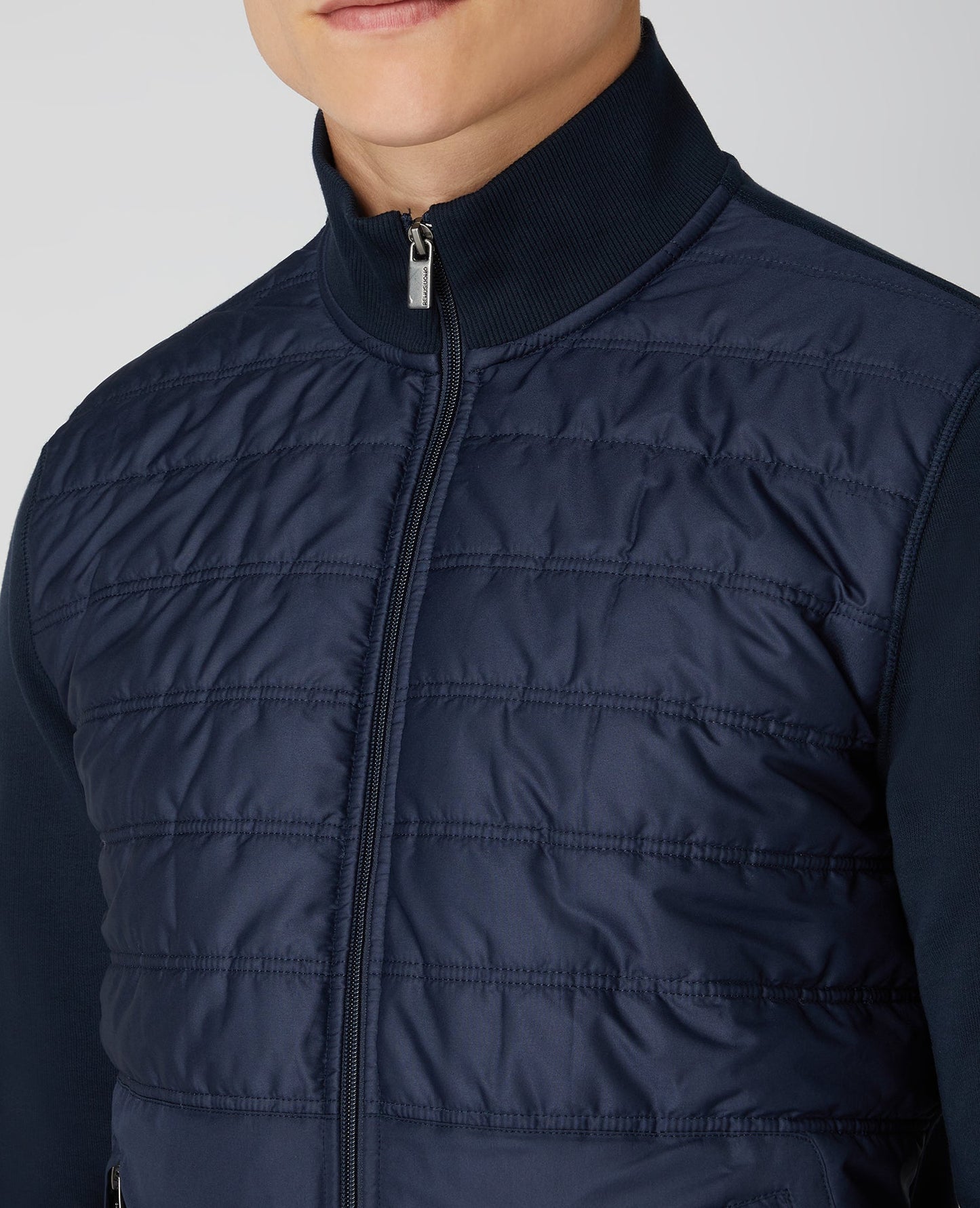 Tapered Fit Quilted Full Zip Sweatshirt