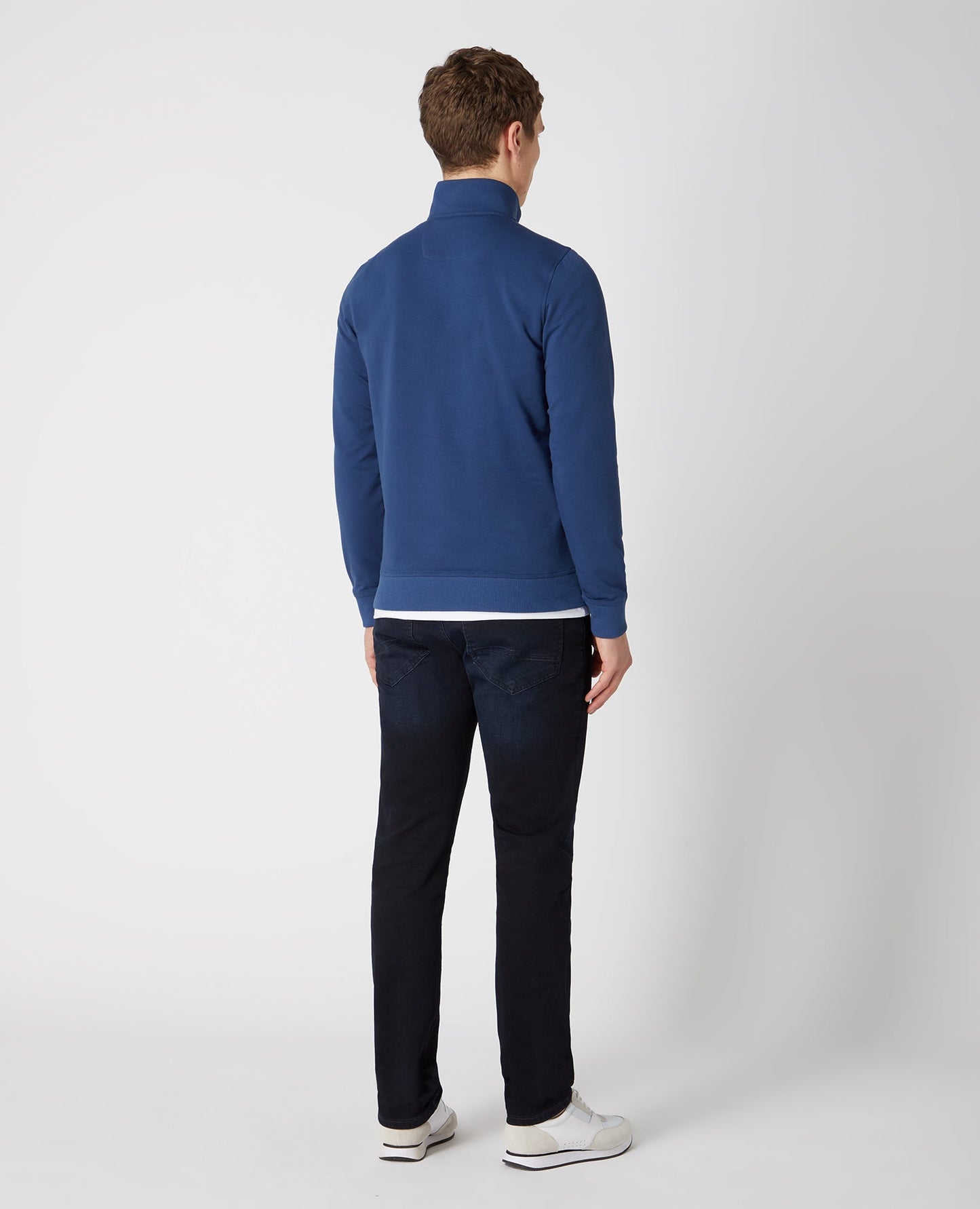Tapered Fit Cotton-Stretch Half-Zip Sweatshirt