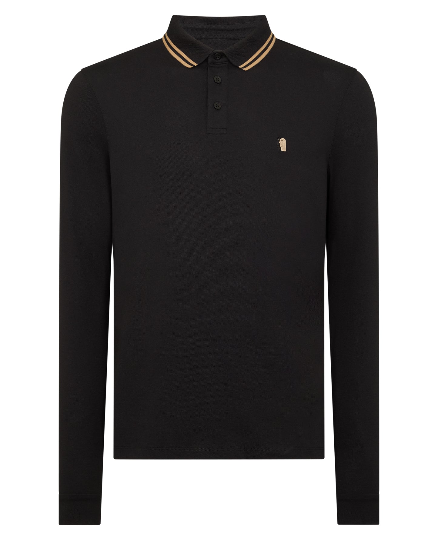 Man wearing a grey Slim Fit Cotton-Stretch Pique Polo Shirt