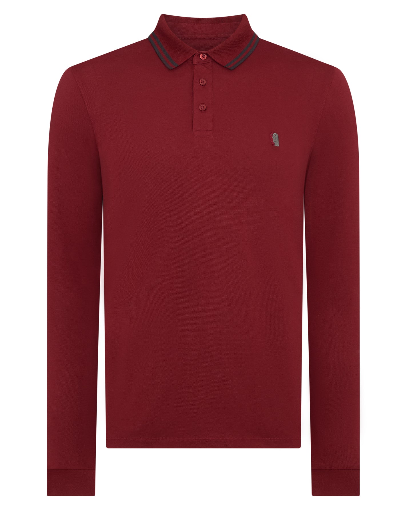Man wearing a red Slim Fit Cotton-Stretch Pique Polo Shirt