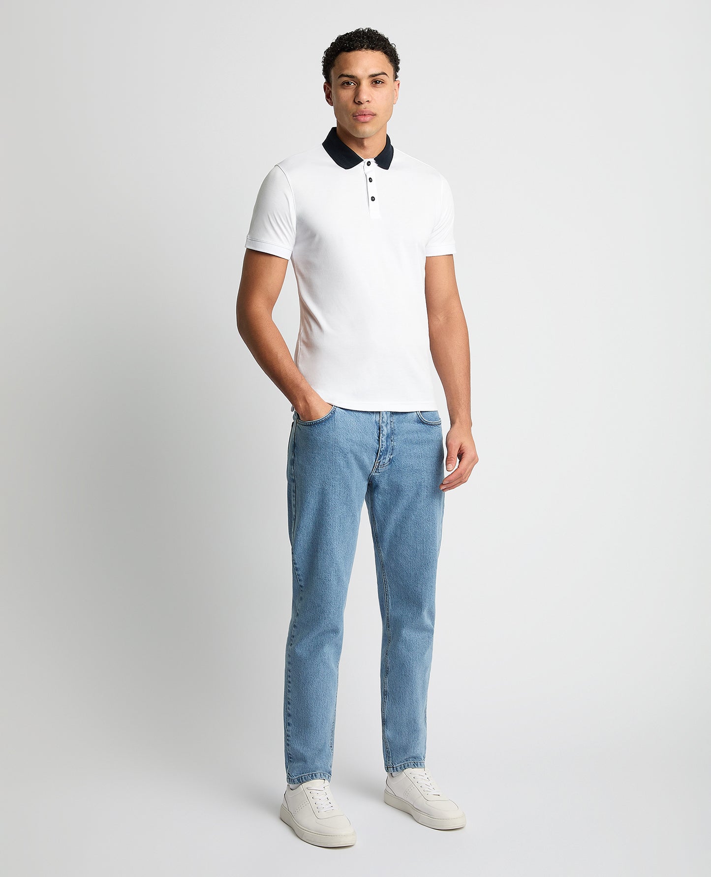 Tapered Fit Cotton-Blend Polo Shirt