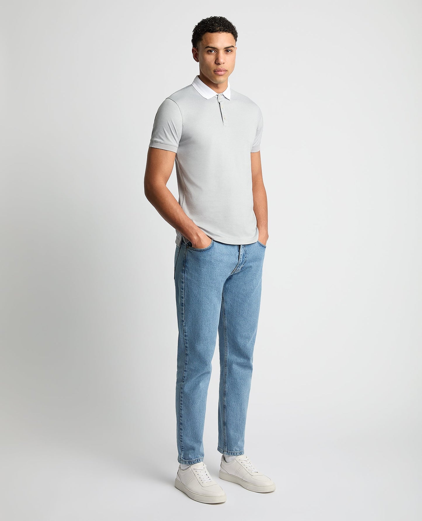 Tapered Fit Cotton-Blend Polo Shirt