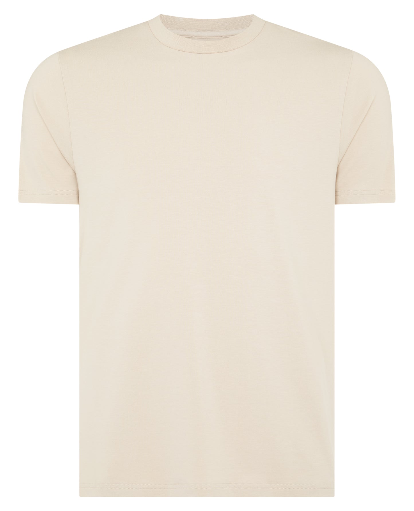 Man wearing a sand Relaxed Fit Crew Neck Tencel T-Shirt