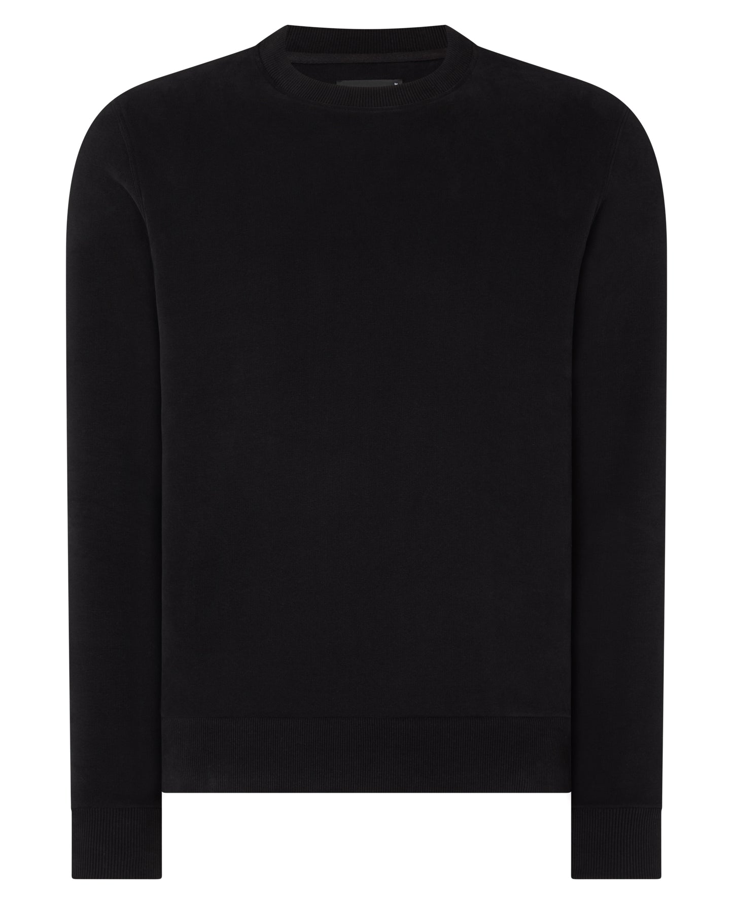 Man wearing a black Tapered Fit Soft Touch Cotton-Blend Sweatshirt