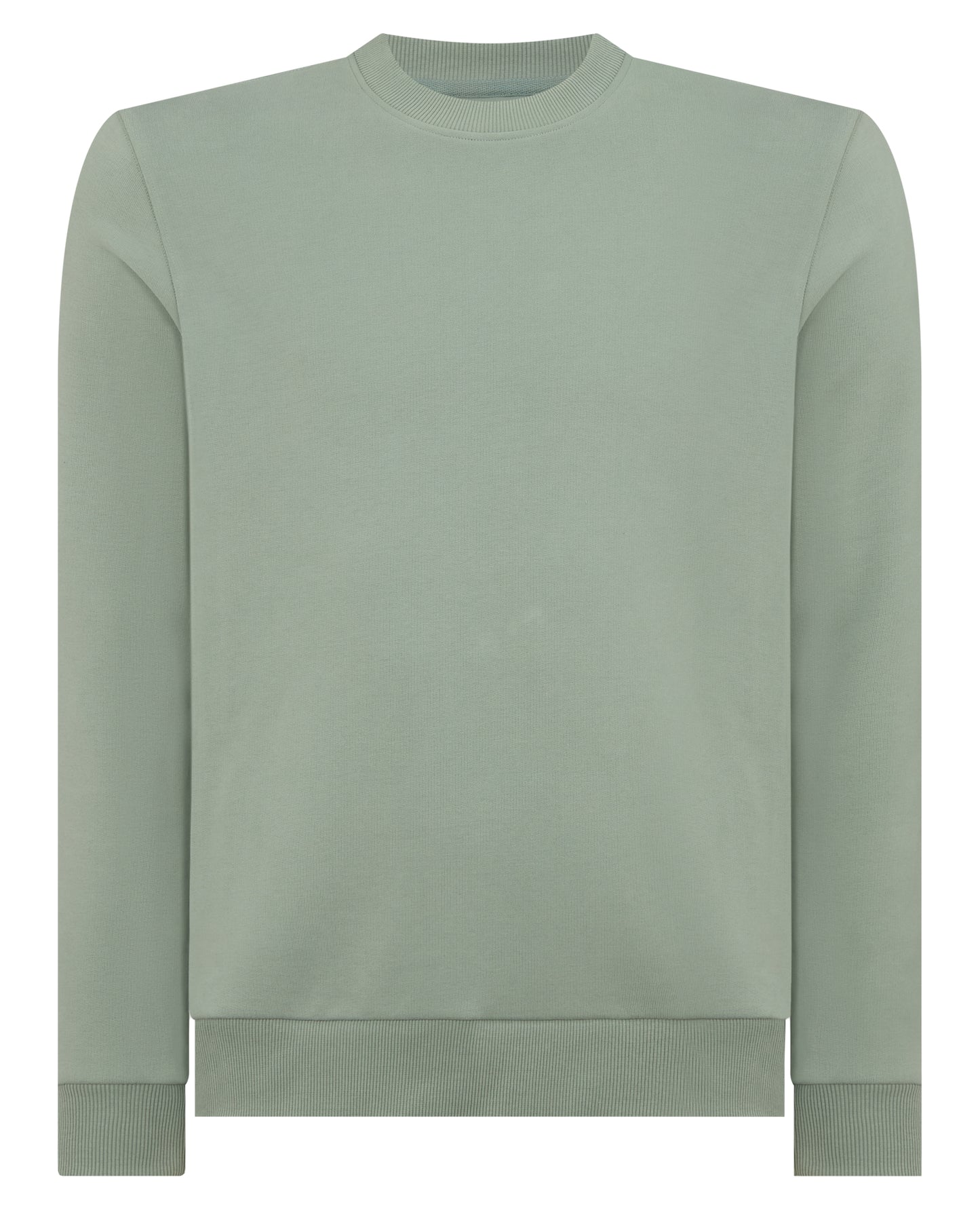 Man wearing a green Tapered Fit Soft Touch Cotton-Blend Sweatshirt