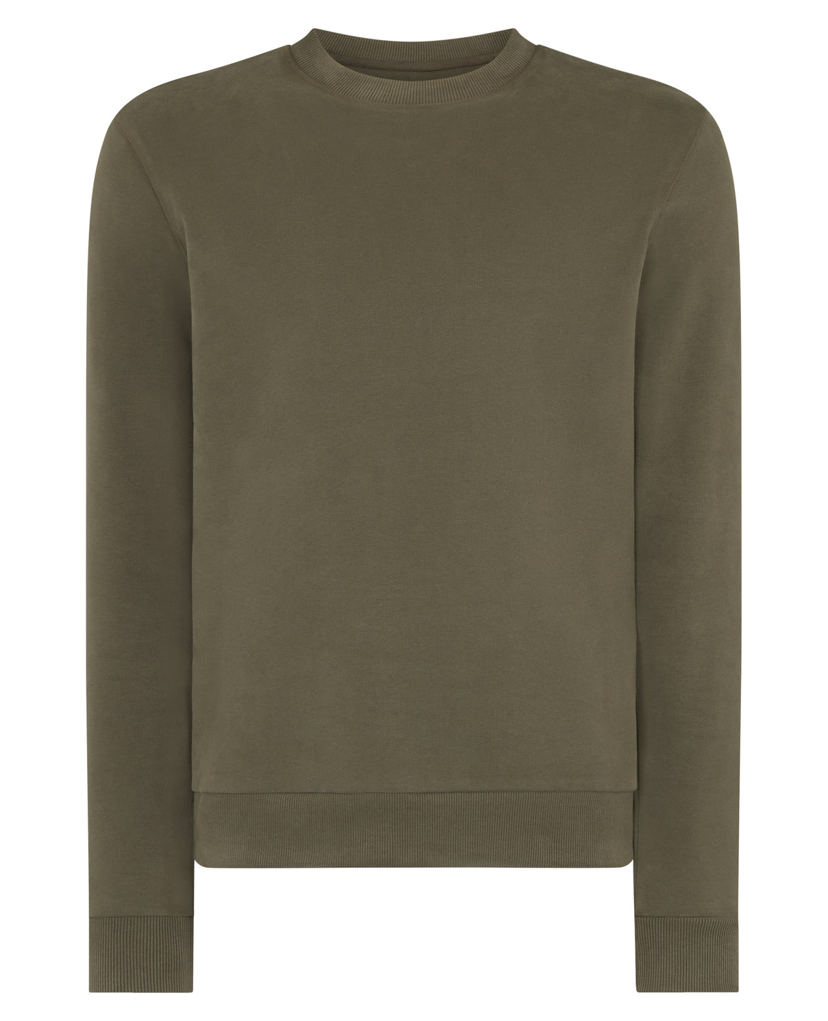 Man wearing a green Tapered Fit Soft Touch Cotton-Blend Sweatshirt