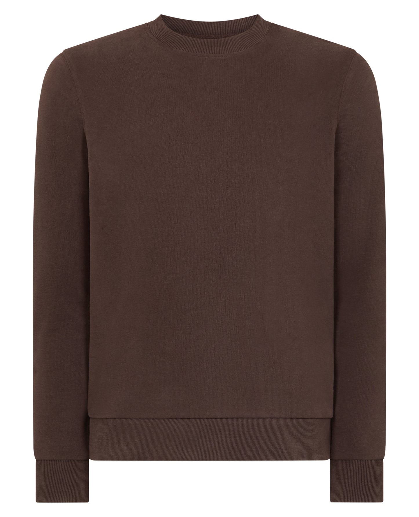 Man wearing a brown Tapered Fit Soft Touch Cotton-Blend Sweatshirt