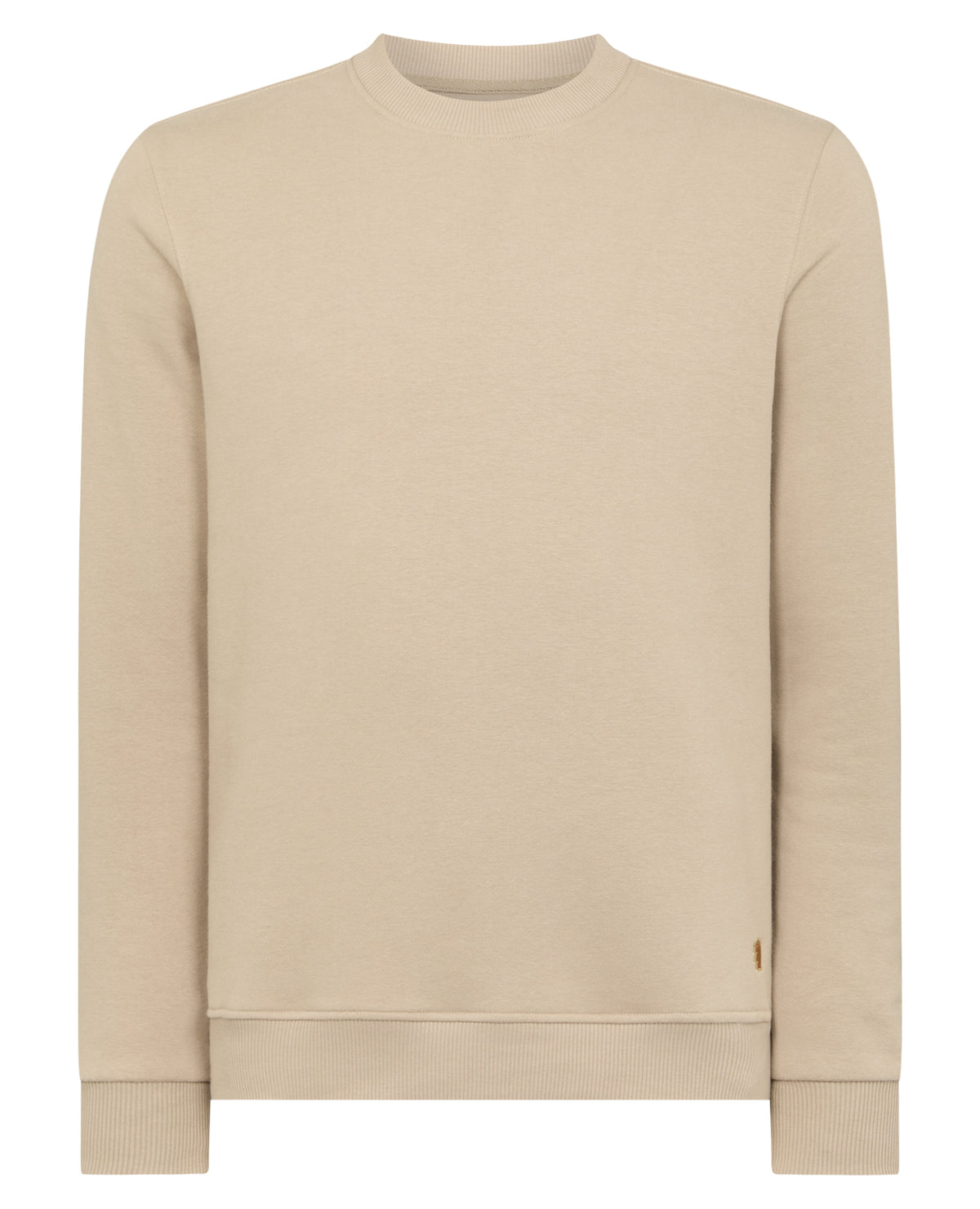 Man wearing a sand Tapered Fit Soft Touch Cotton-Blend Sweatshirt