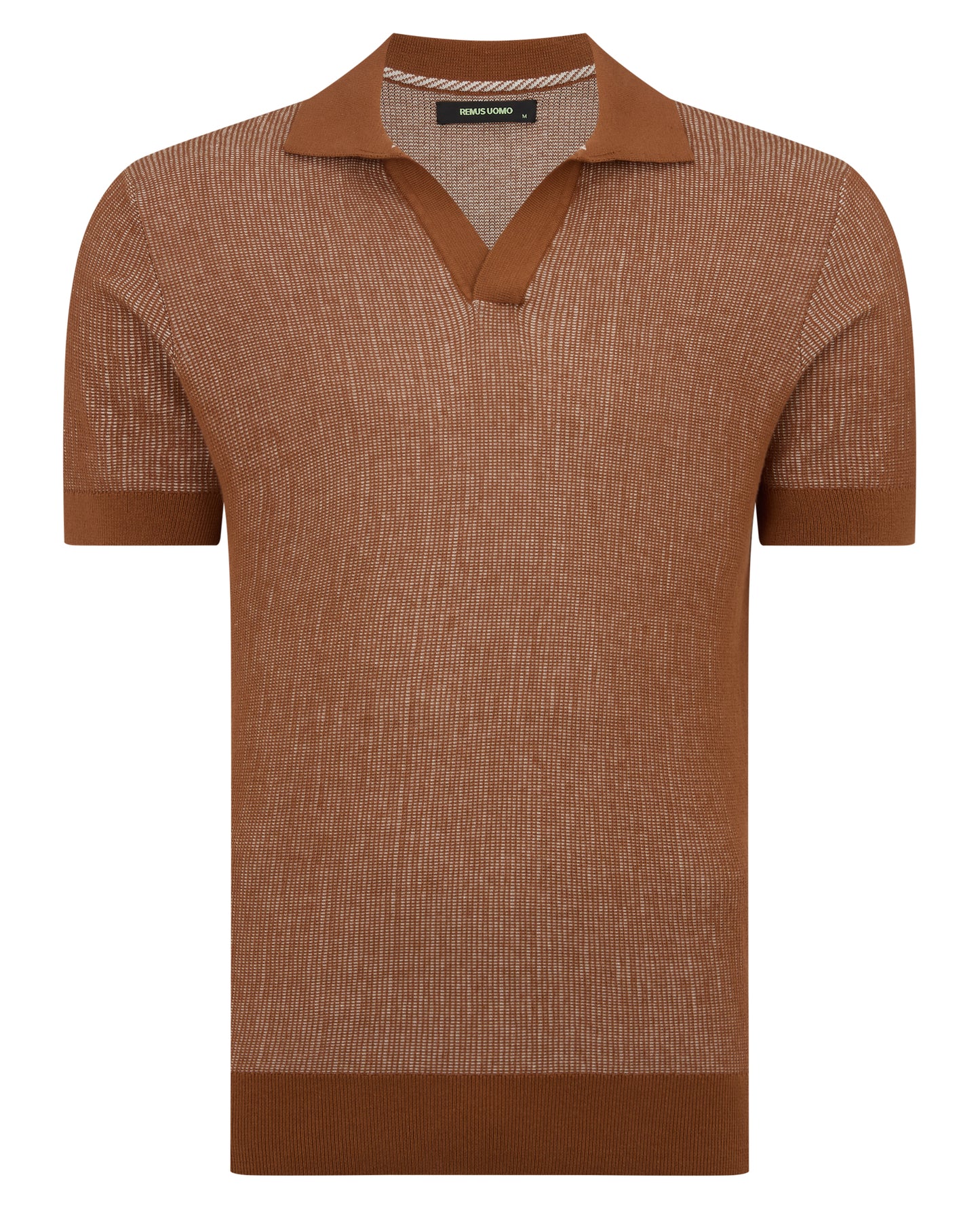 Man wearing a brown Slim Fit Textured Knit Polo