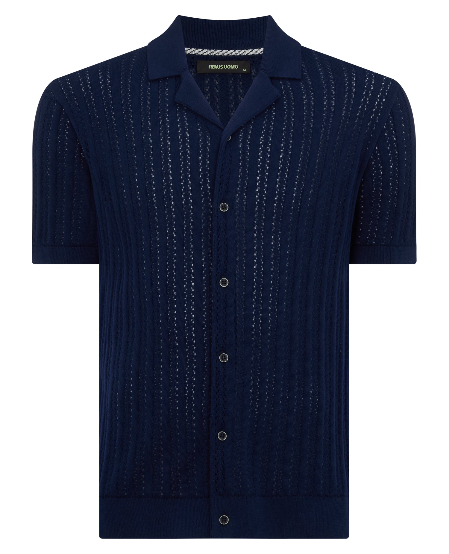 Man wearing a blue Relaxed Fit Cuban Style Shirt