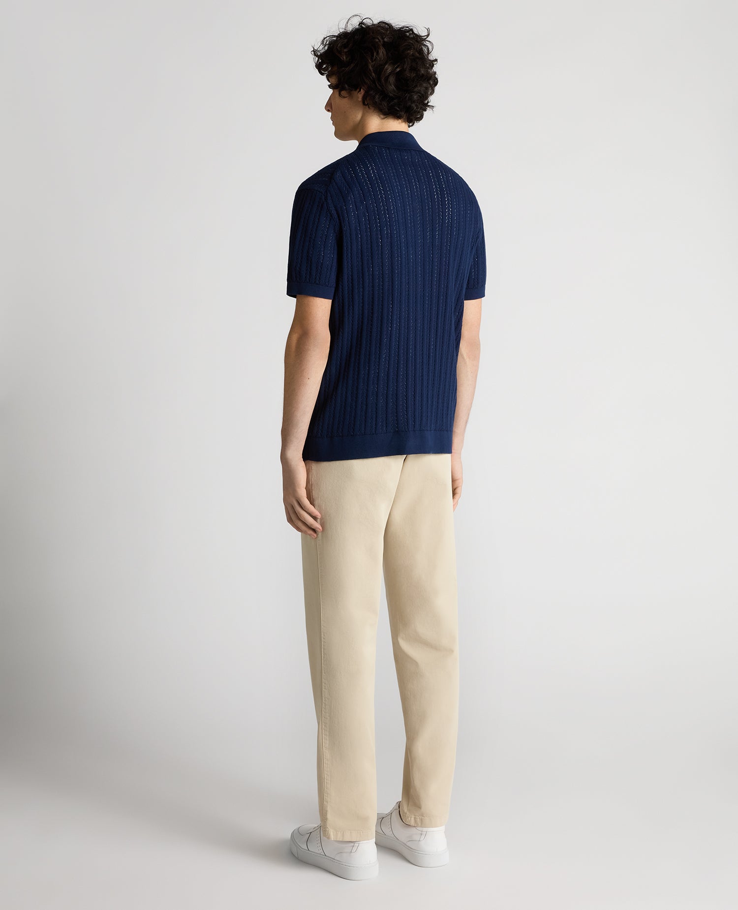 Man wearing a blue Relaxed Fit Cuban Style Shirt