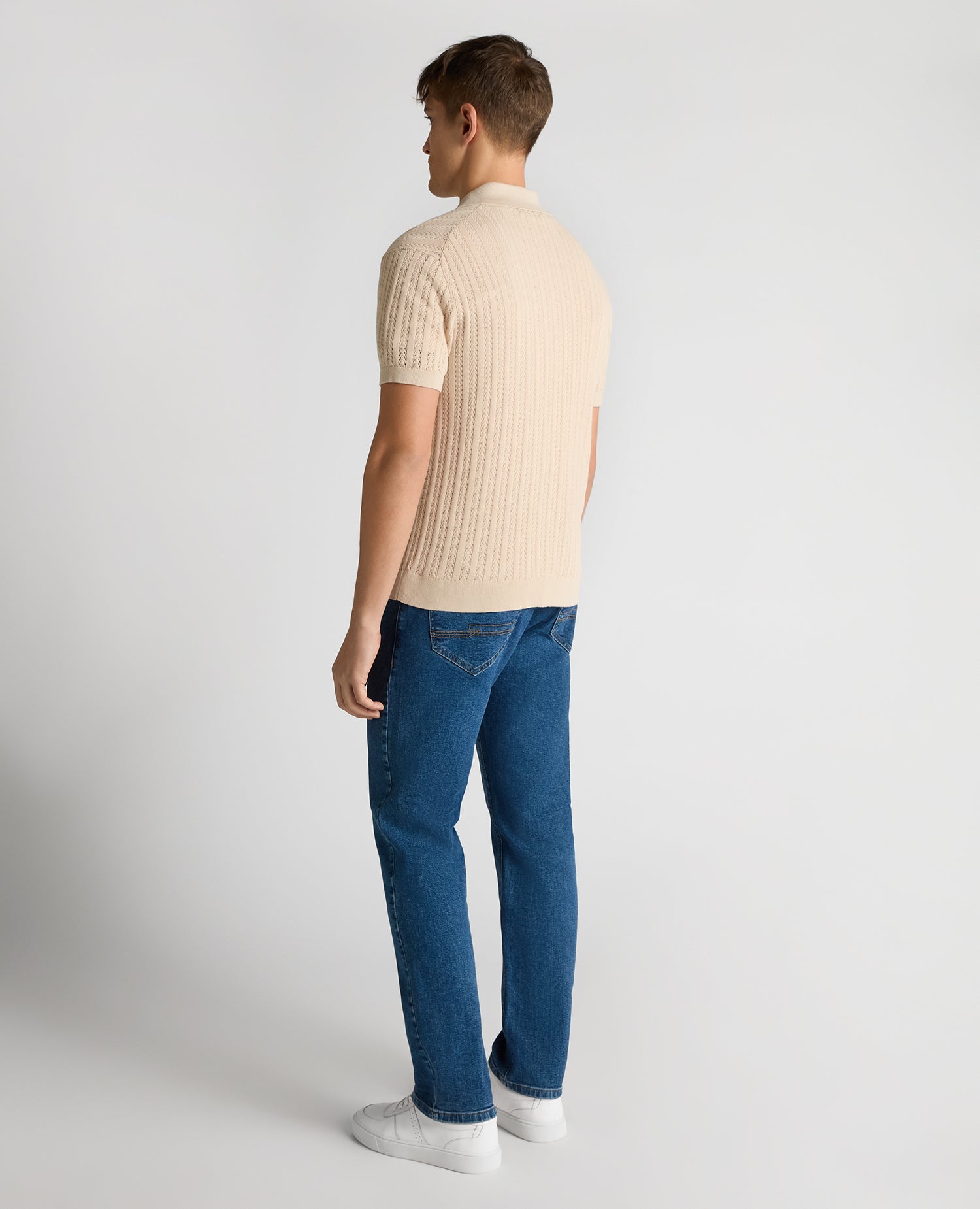 Man wearing a sand Relaxed Fit Cuban Style Shirt