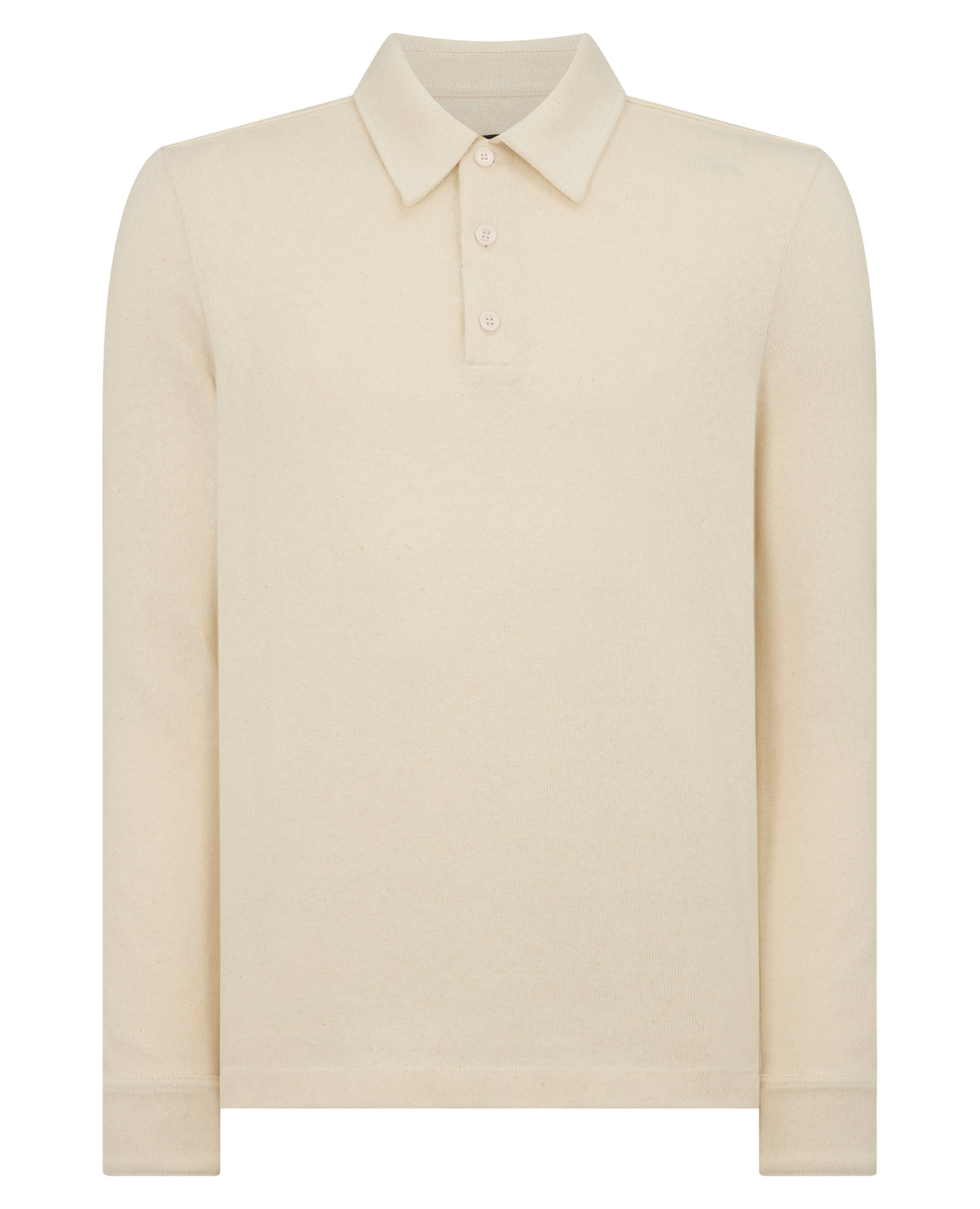 Man wearing a sand Relaxed Fit Cotton-Linen Polo