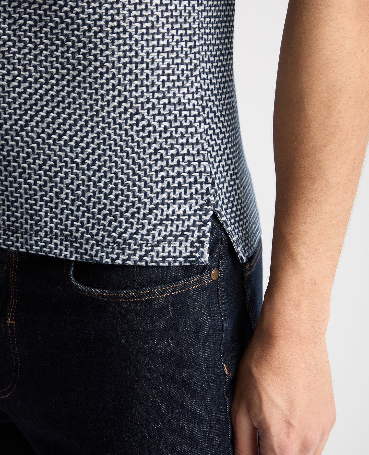 Weave Design Stretch Polo Shirt