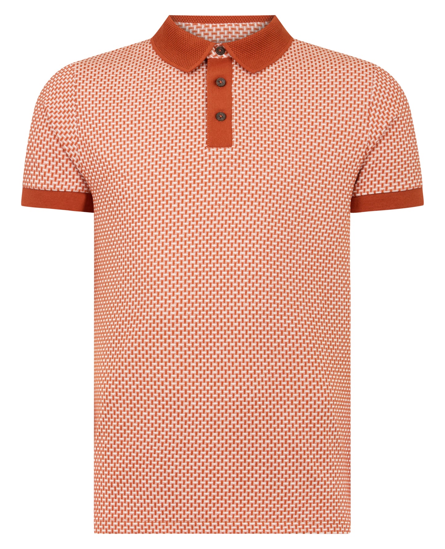 Weave Design Stretch Polo Shirt