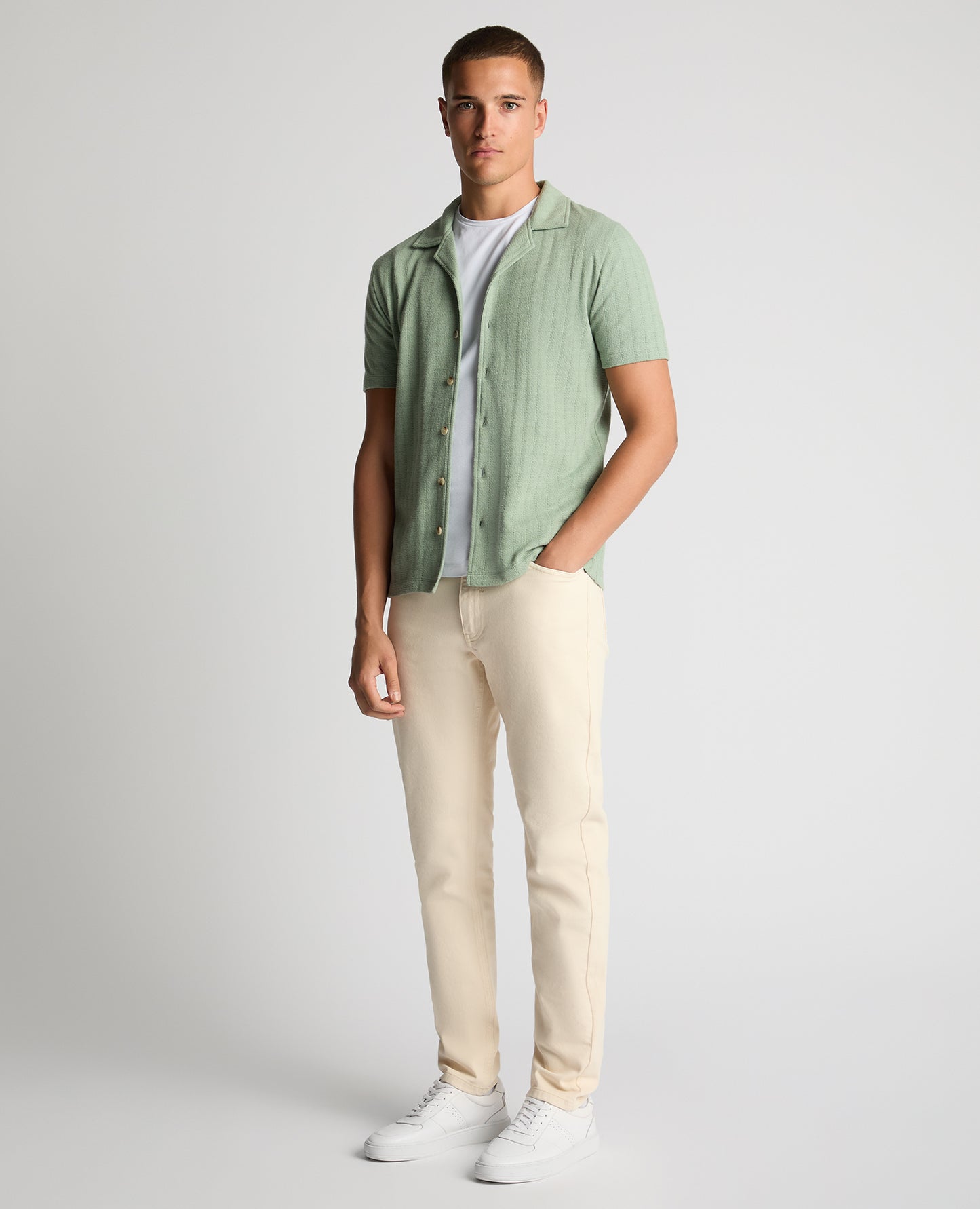 Relaxed Fit Cotton-Linen Cuban Collar Shirt