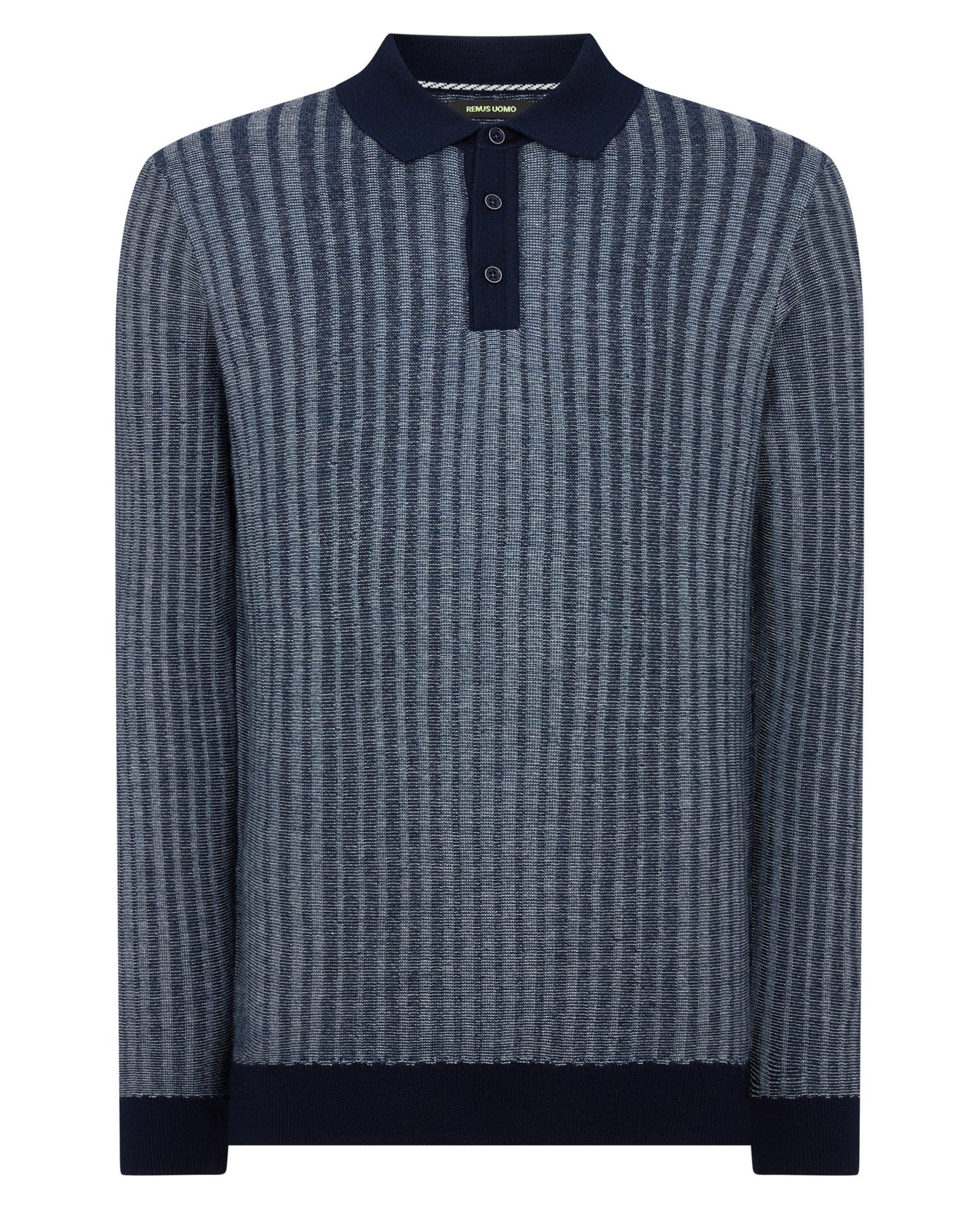 Plaited Stripe Wool-Blend Knit Polo