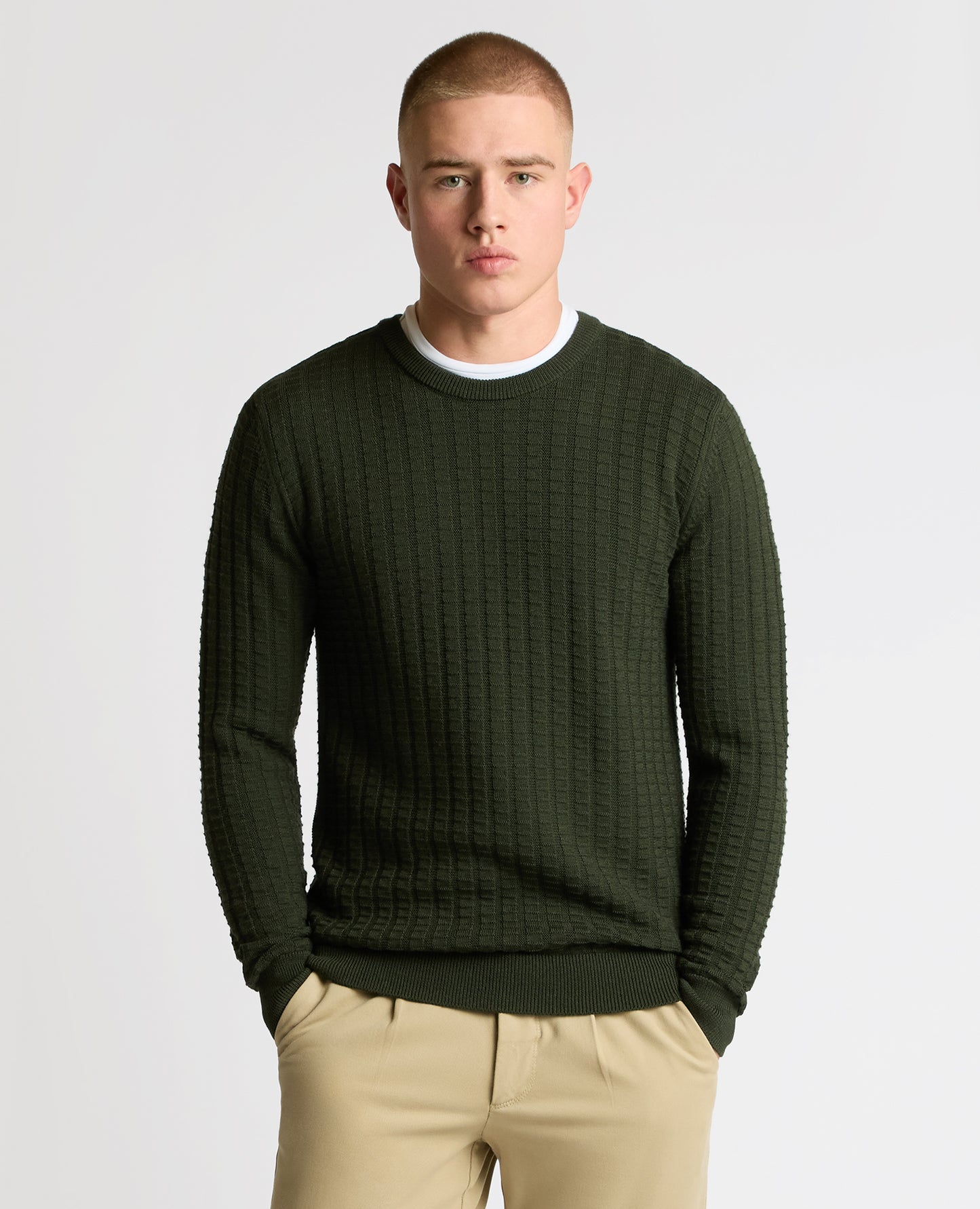 Grid Knit Wool-Blend Sweater