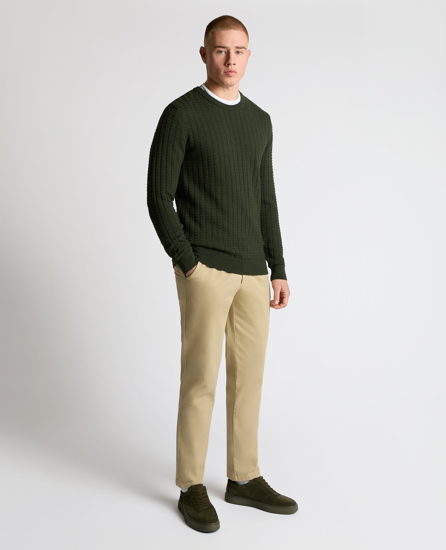 Grid Knit Wool-Blend Sweater