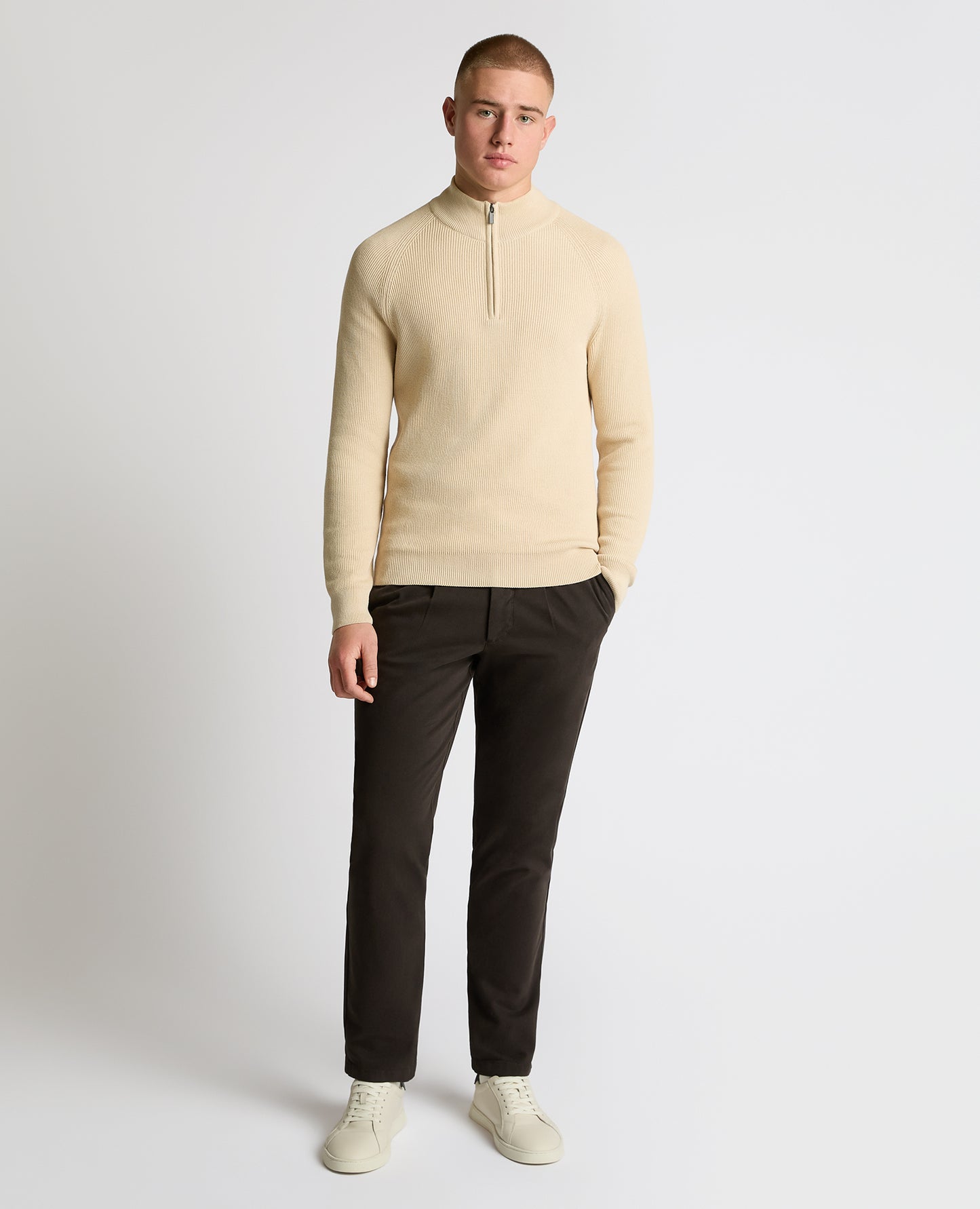 Cotton Half-Zip Knit Sweater