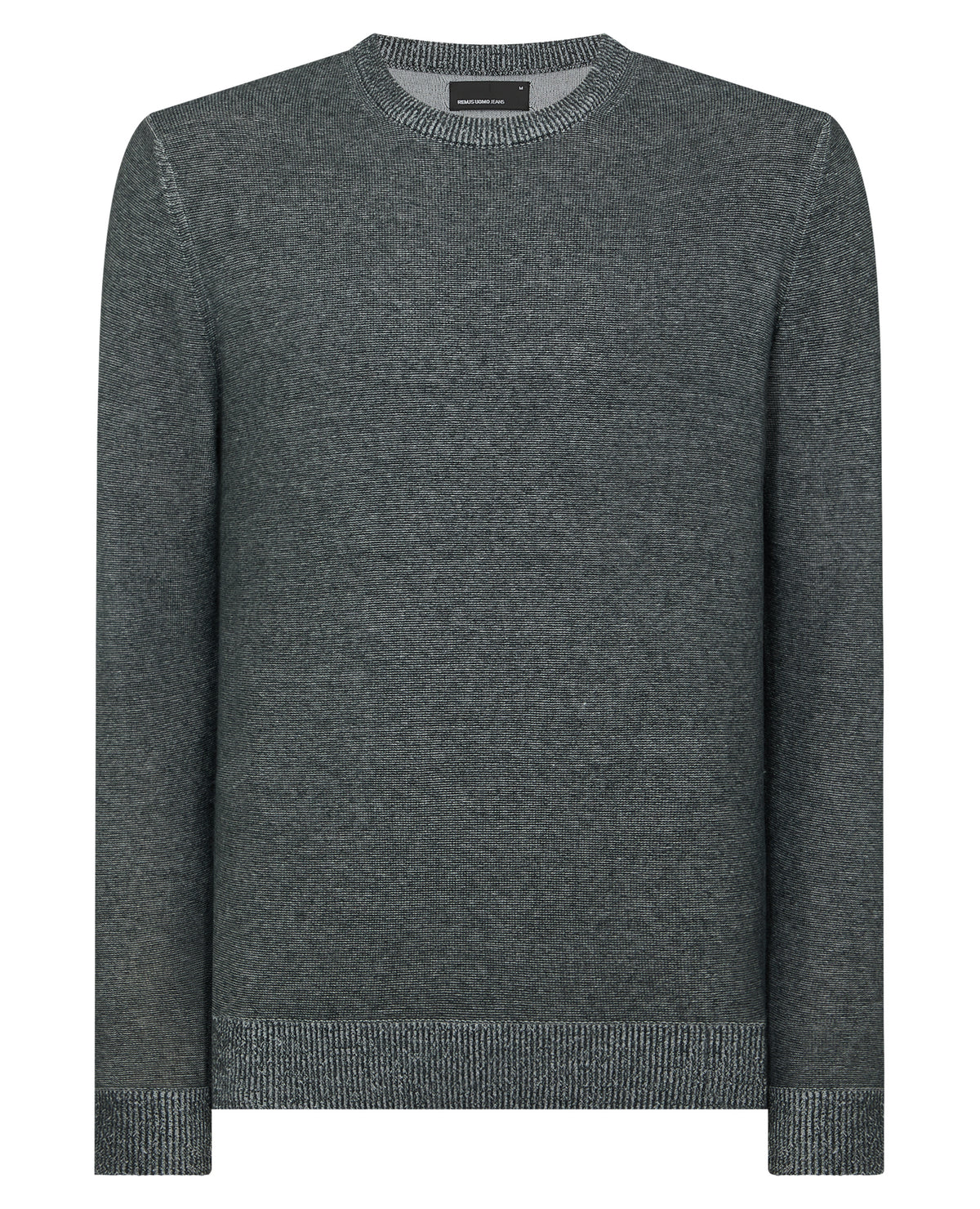 Man wearing a grey Two-Tone Knit Sweater