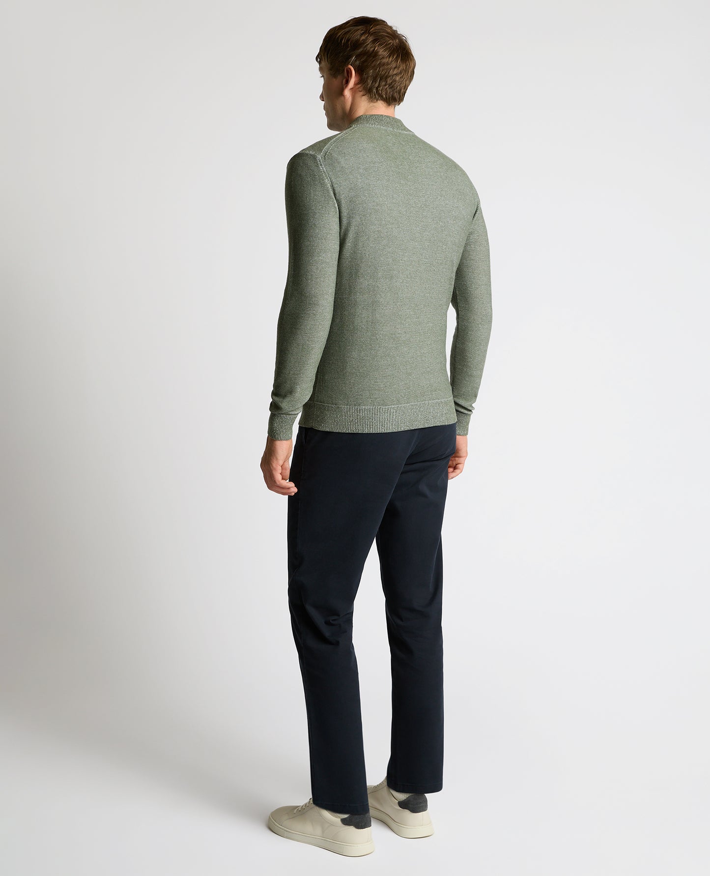 Two-Tone Half-Zip Knit Sweater