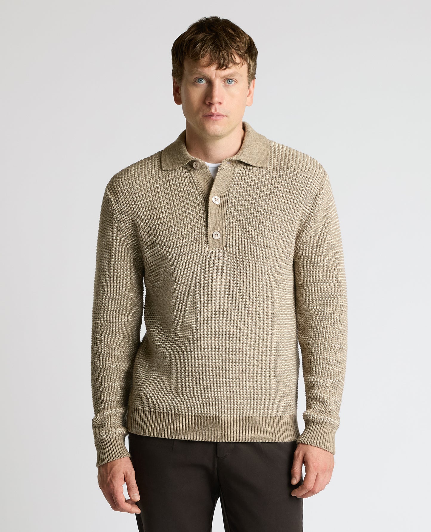Cotton Knit Polo Sweater