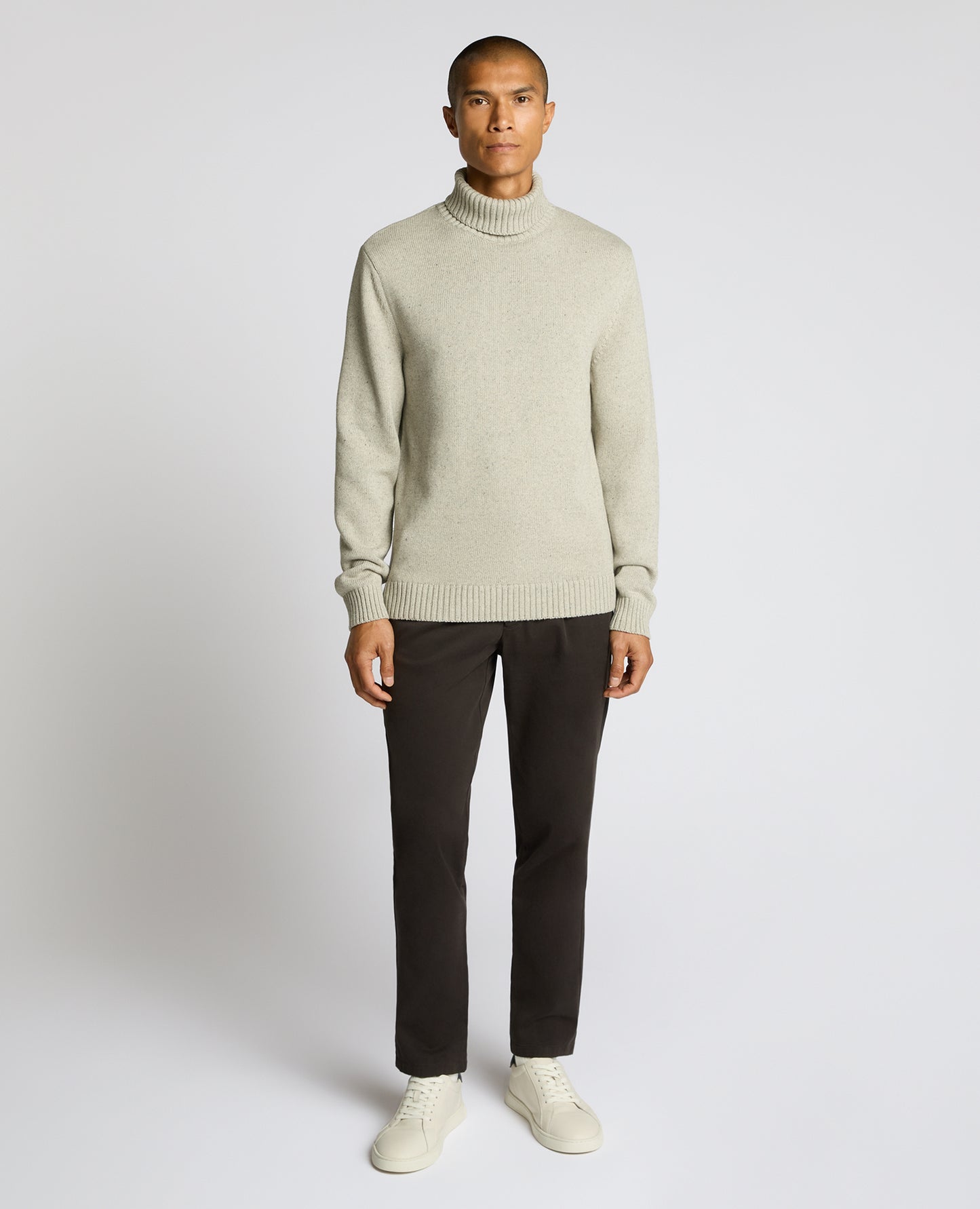 Roll Neck Cotton Knit Sweater