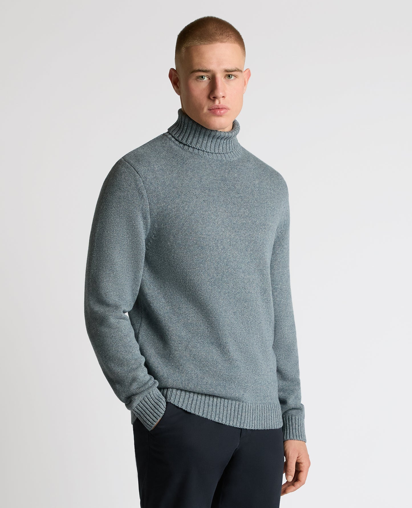 Roll Neck Cotton Knit Sweater