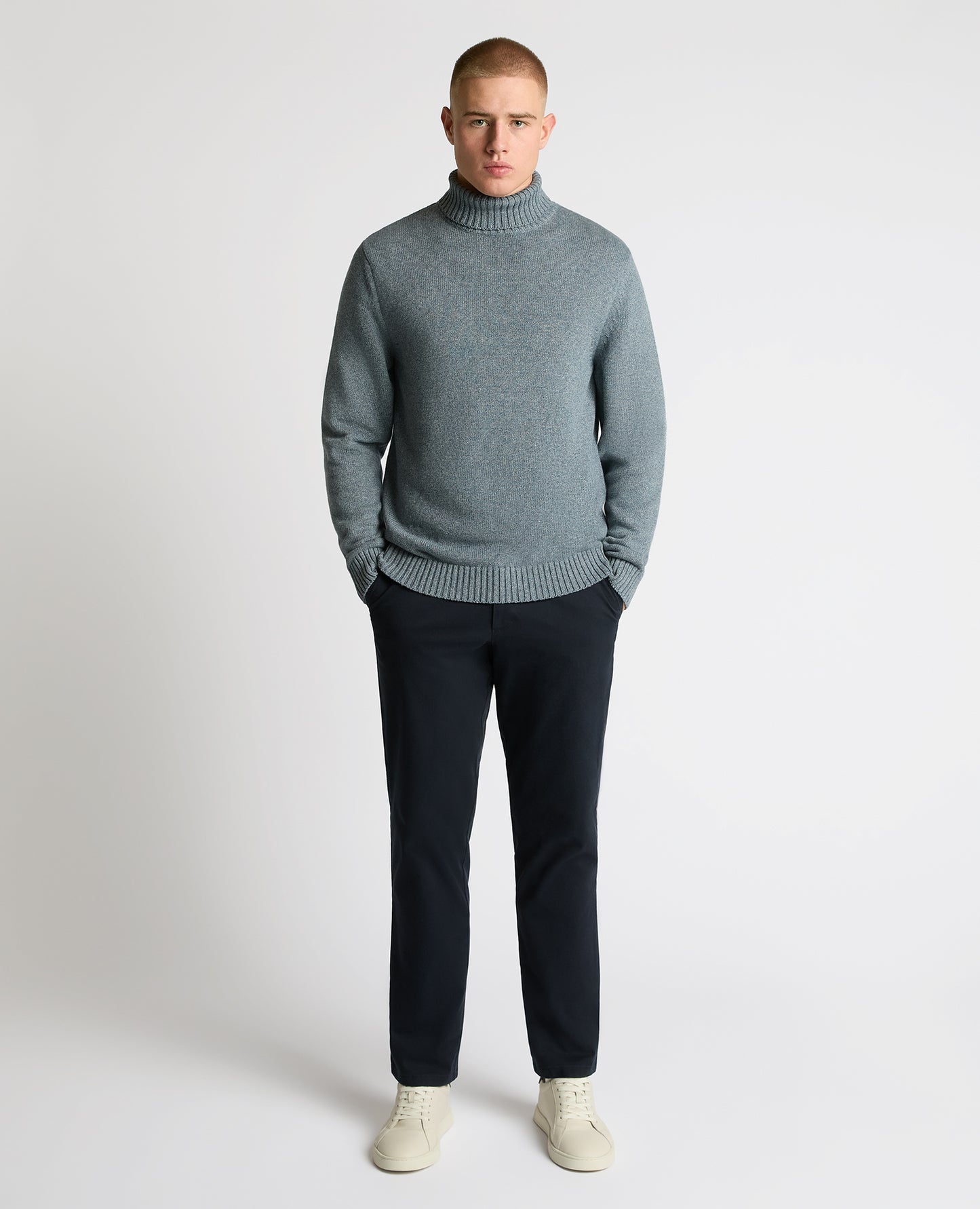Roll Neck Cotton Knit Sweater