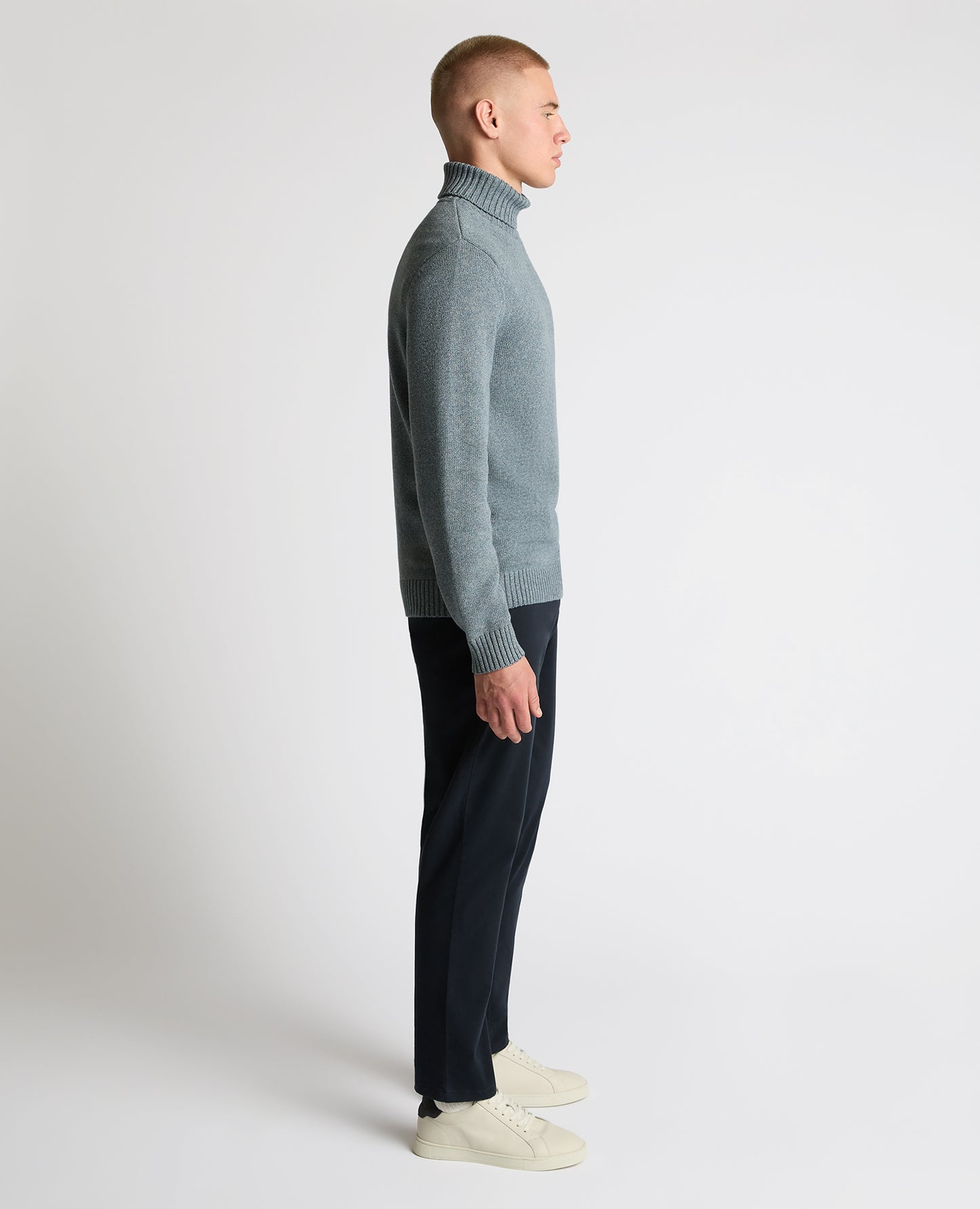 Roll Neck Cotton Knit Sweater