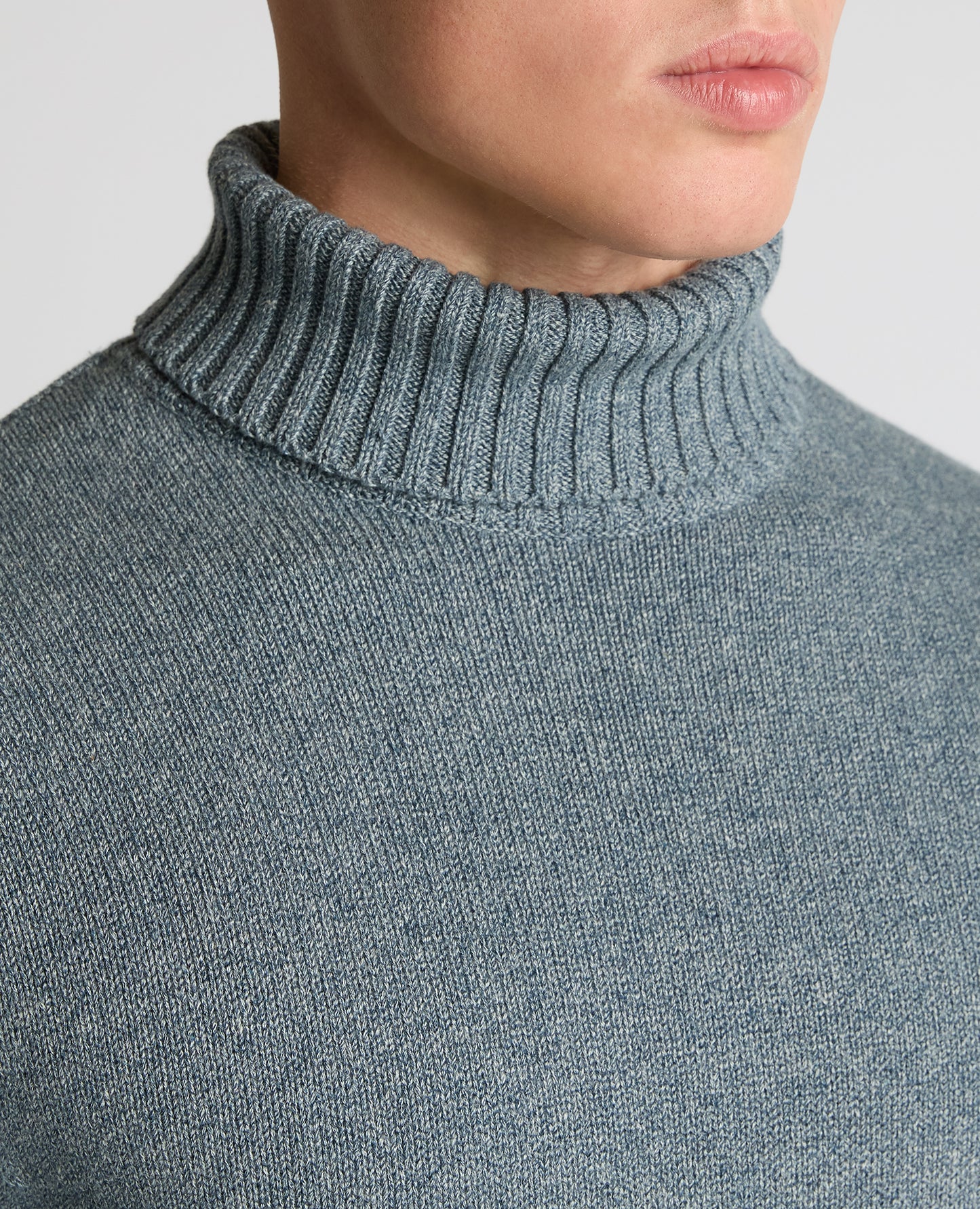 Roll Neck Cotton Knit Sweater
